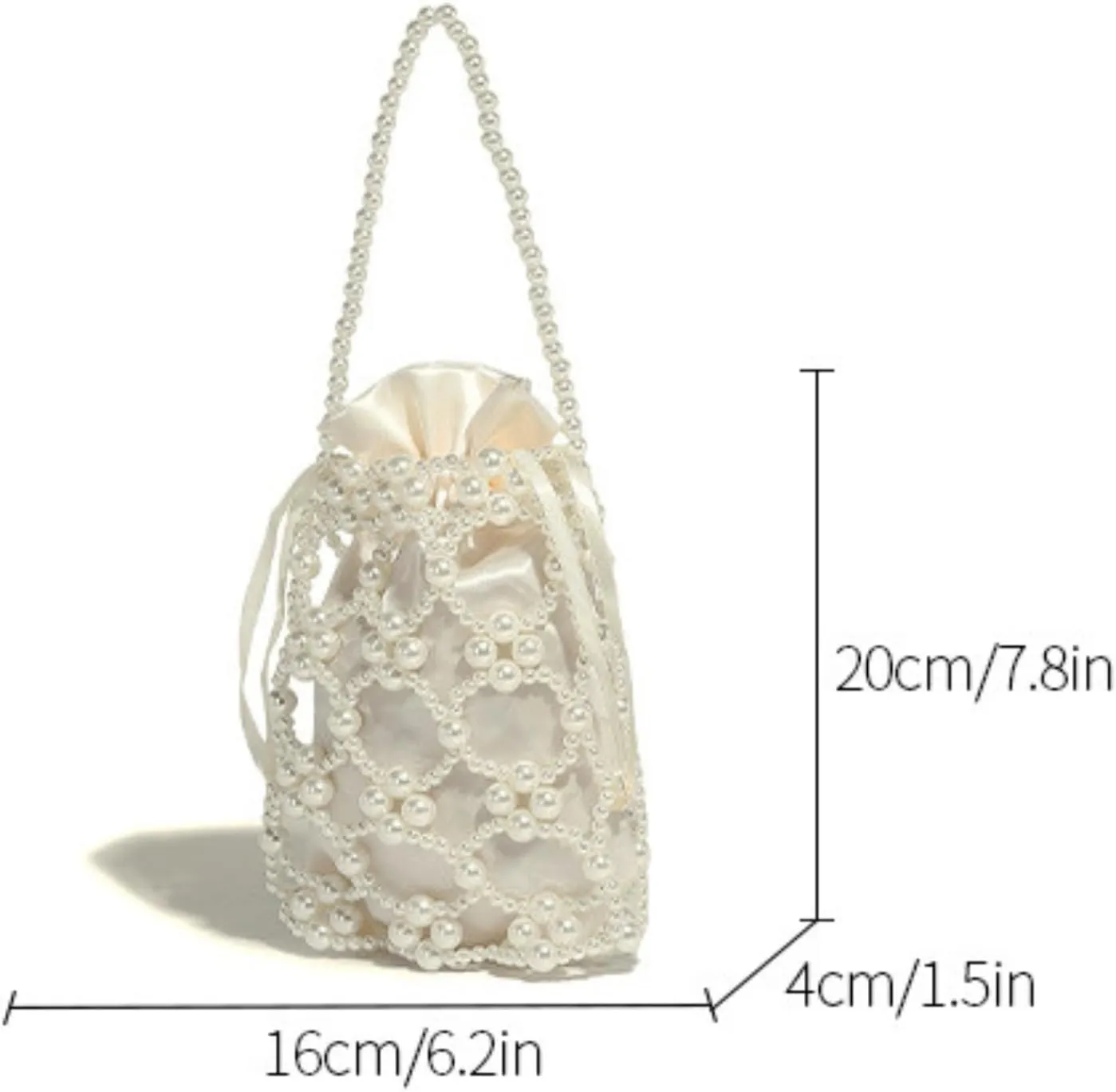 Cute Crossbody Bag Pearl Purse, Fashion Sling Handmade Pearl Beaded y2k Handbags Chic Ladies Hobo Beaded Shoulder Bag (Cream)