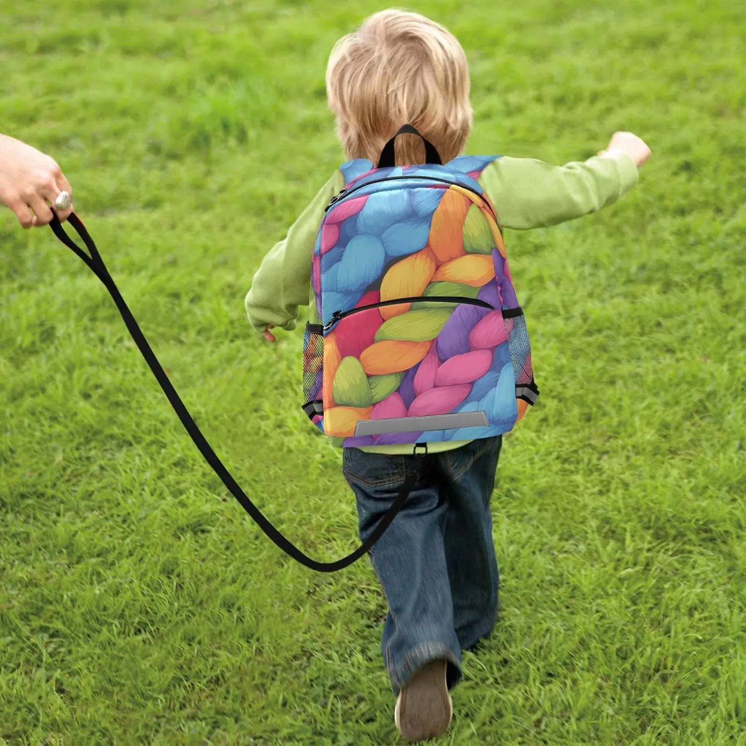 Cute Kids Backpack for Boys and Girls Realistic Knitted Illustration Rainbow Texture Cute Travel Outdoor Daypack Bookbag
