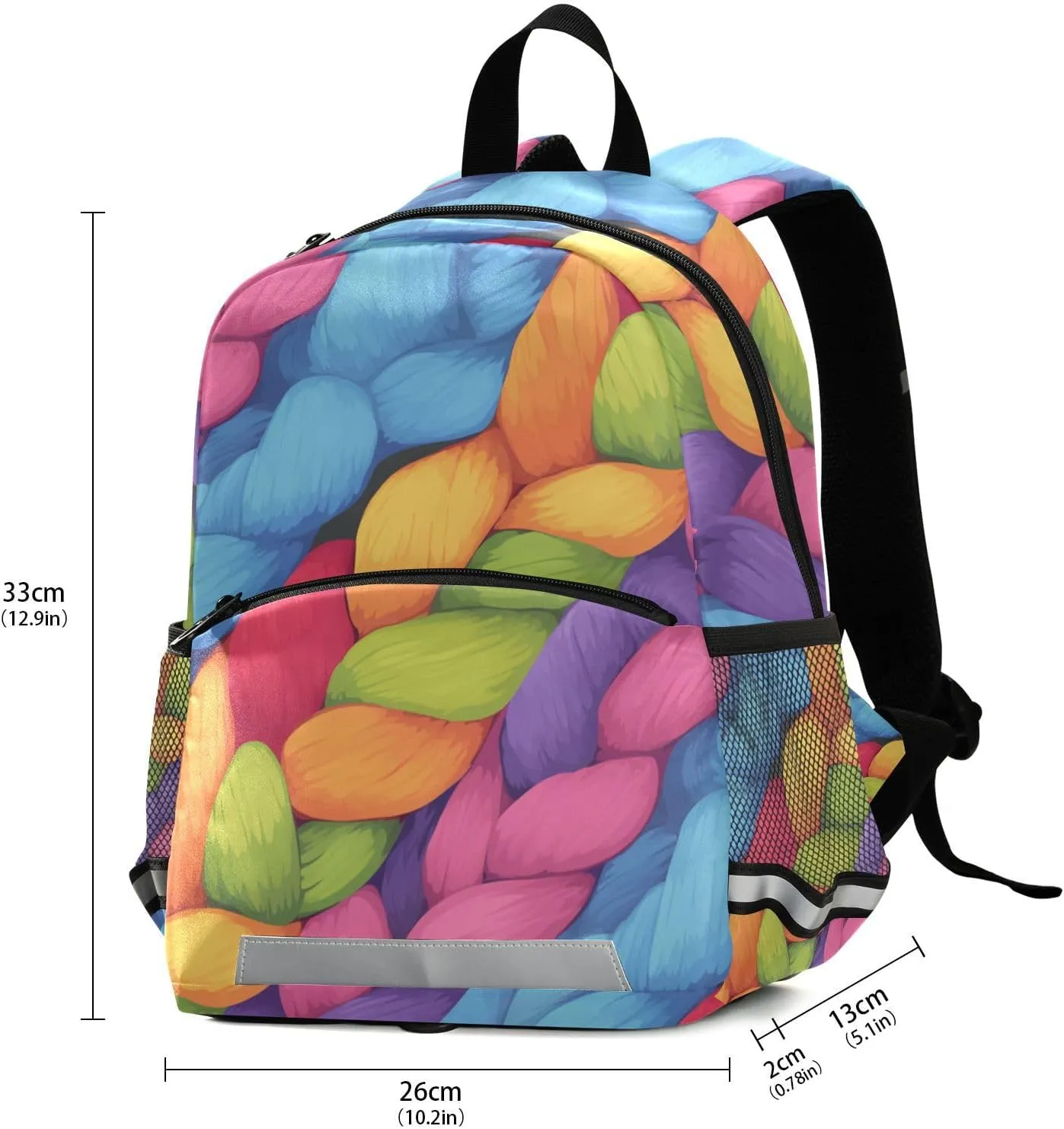 Cute Kids Backpack for Boys and Girls Realistic Knitted Illustration Rainbow Texture Cute Travel Outdoor Daypack Bookbag