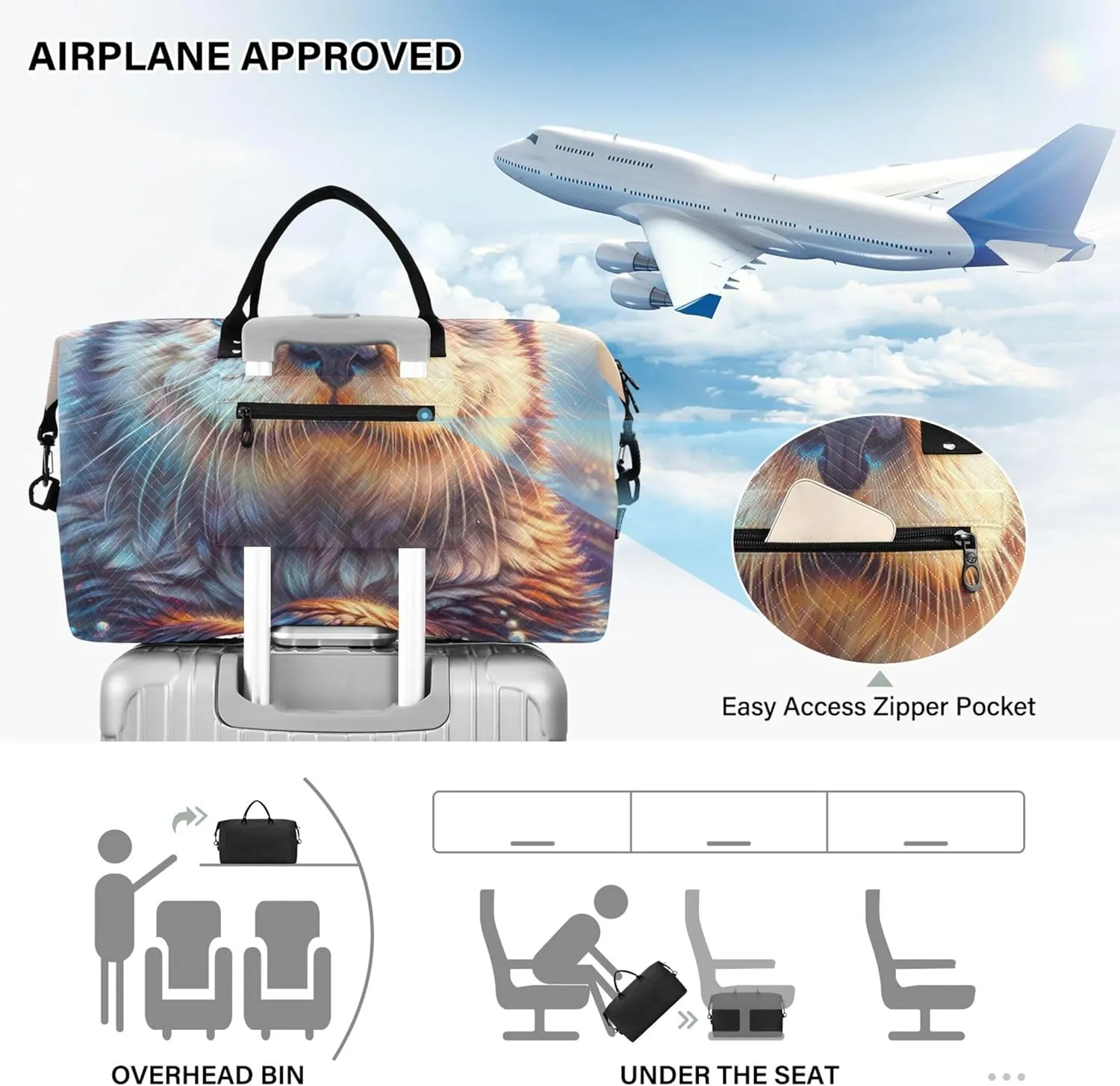 Cute Sea Otter Animal Print Travel Duffle Bags Makeup Bag Set of 2, Modern Womens Gym Duffle Bag Carry on Bag
