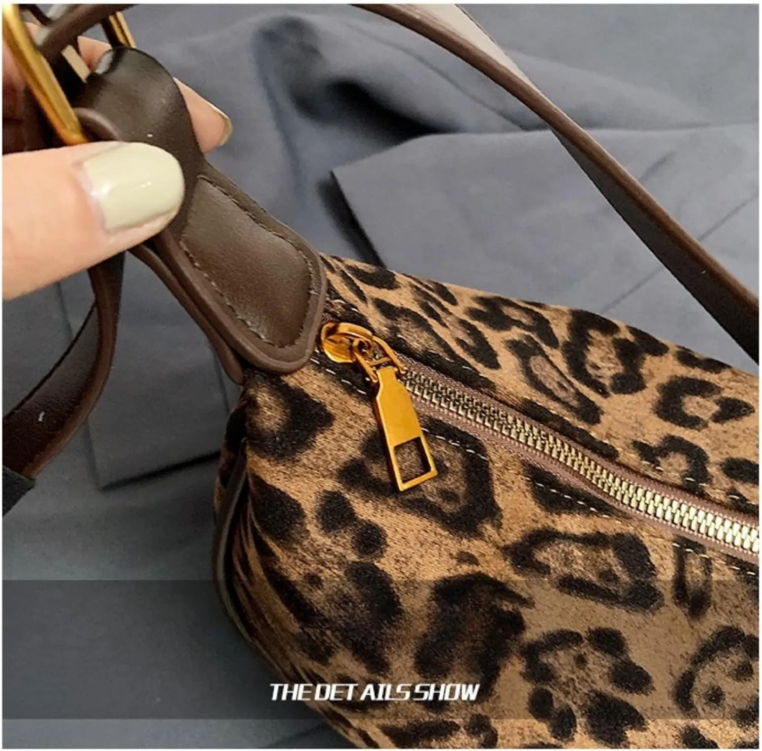 CUTEGAL Suede Bags for Women Leopard Bag Shoulder Bag Slouchy Bag Brown Suede Handbag Crescent Bag Leopard Tote Bag