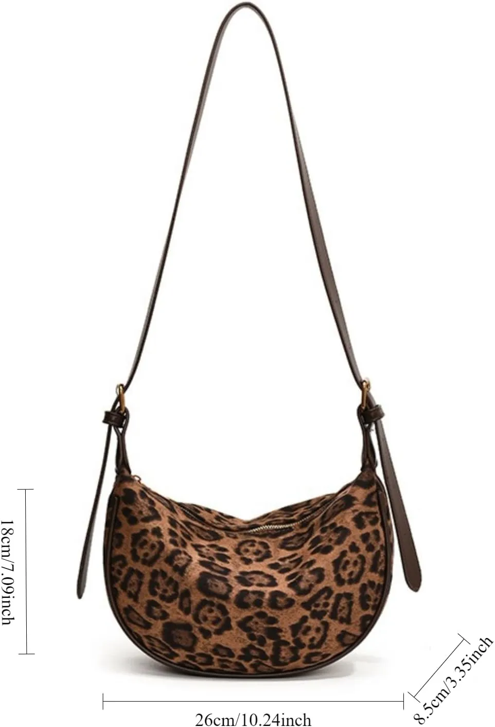 CUTEGAL Suede Bags for Women Leopard Bag Shoulder Bag Slouchy Bag Brown Suede Handbag Crescent Bag Leopard Tote Bag