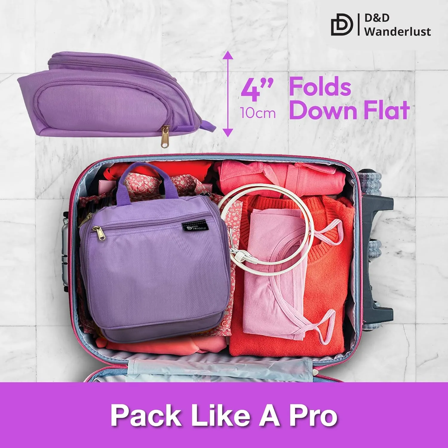 D&D Hanging Travel Toiletry Bag for Men and Women – Large Cosmetics, Makeup and Toiletries Organizer Kit with 10 Compartments, YKK Zippers, XXL Metal Swivel Hook, Water-Resistant Nylon
