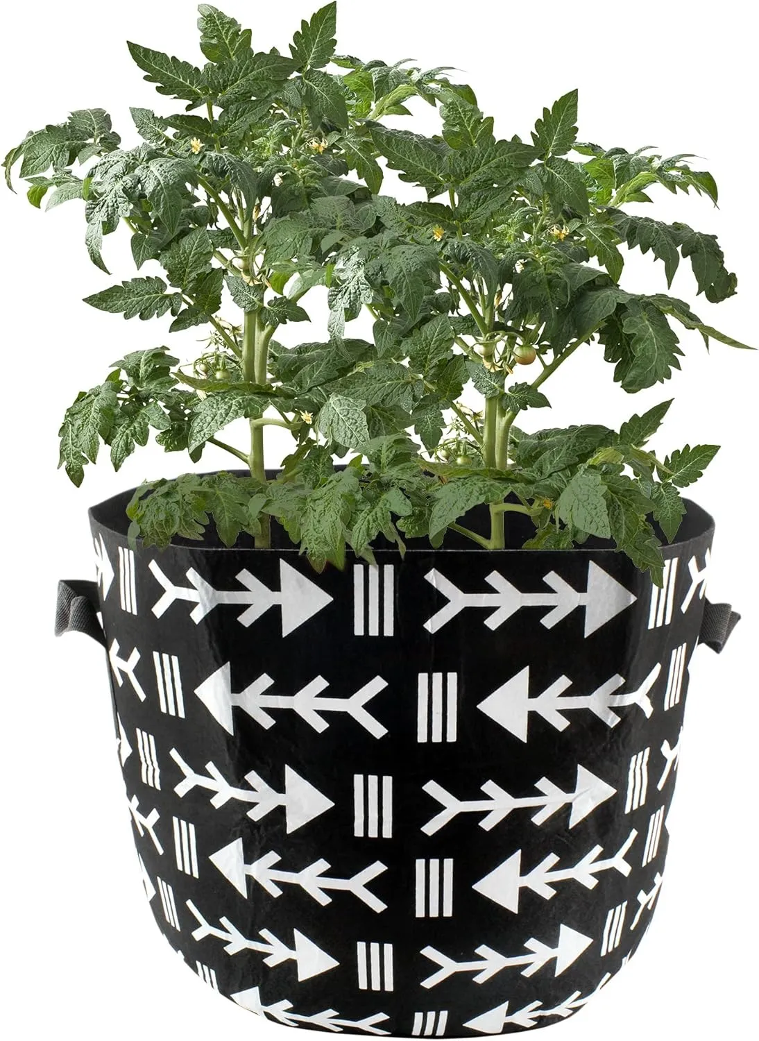 Darware 7 Gallon Grow Bags (Set of 4, Black & White Boho); Fabric Planter Bags in Geometric Ethnic Design