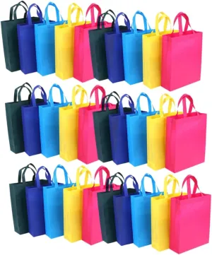DECHOUS 30pcs Non Woven Reusable Tote Bags Foldable Storage Pouches for Clothes Travel & Shopping Random Colors Size
