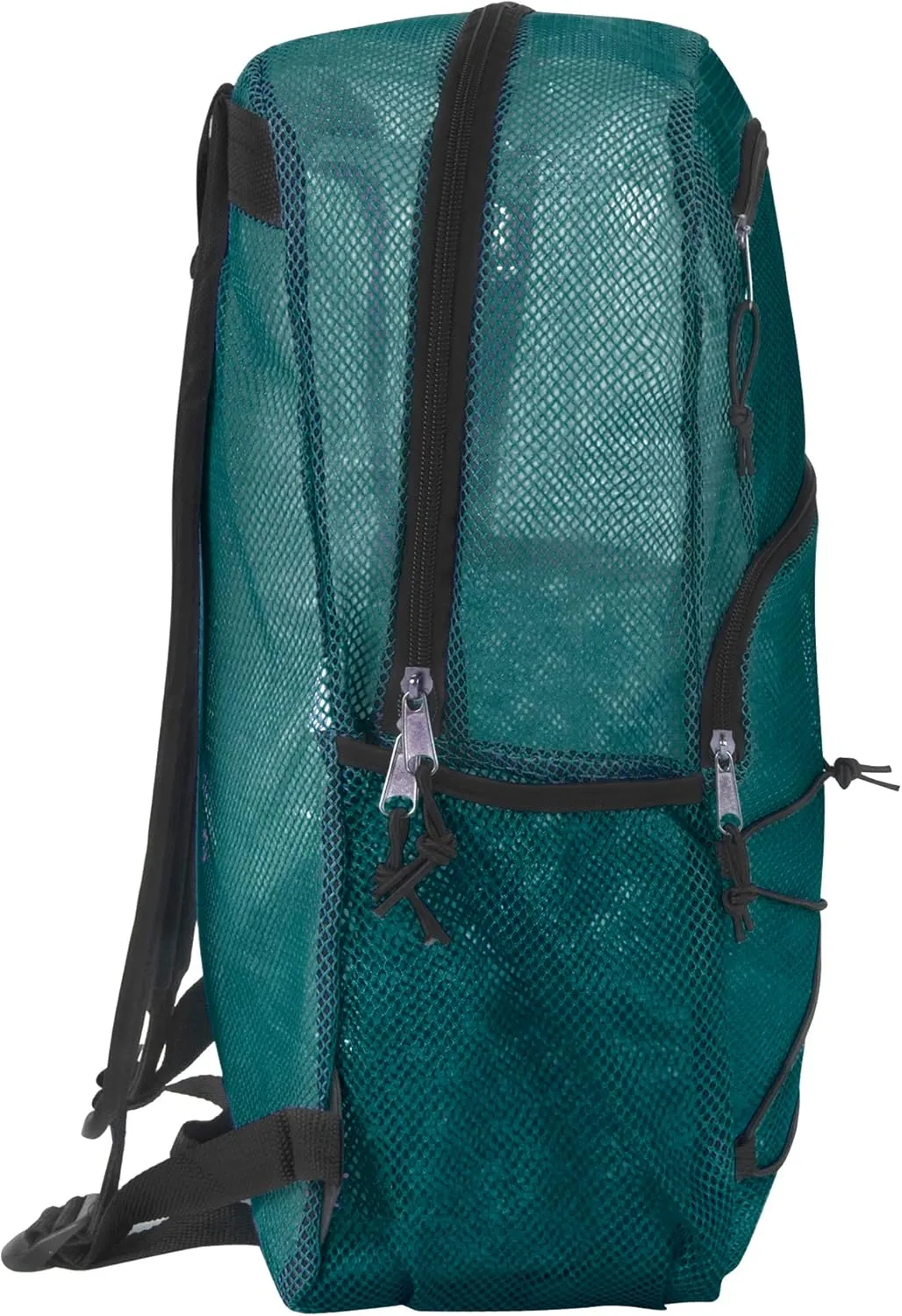 Deluxe See Through Mesh Backpack with Bungee Cord & Adjustable Padded Straps for Swimming, Travel (Green)