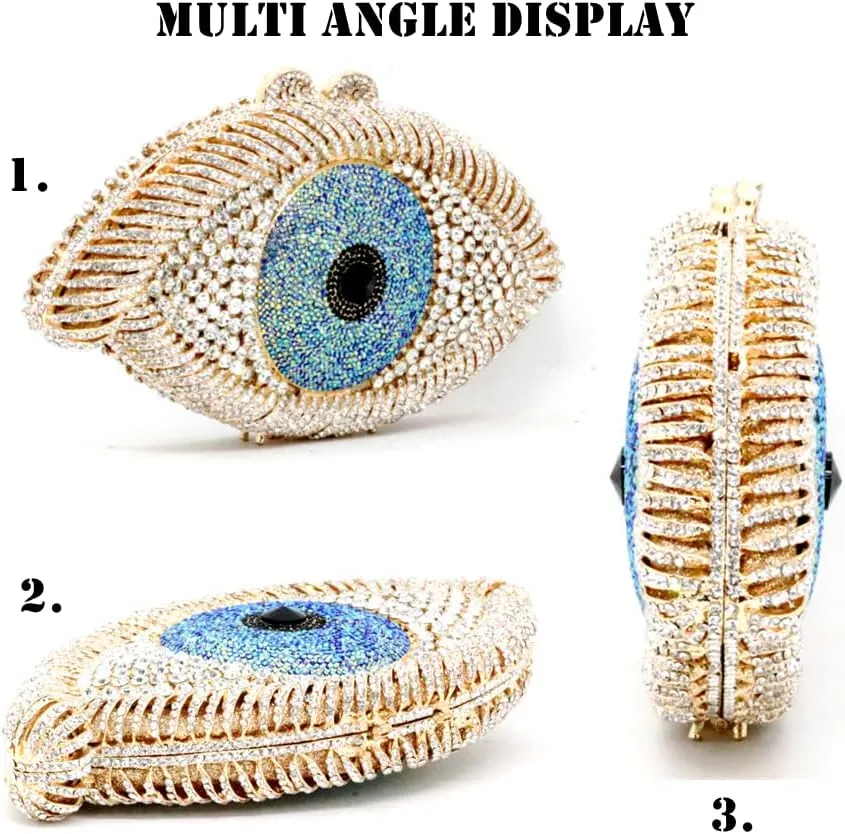 Diamond Purse Designer Evil Eye Bags Bridal Wedding Evening Bag For Women Black Rhinestone Prom Crystal Clutch