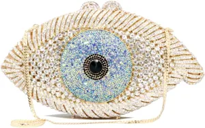 Diamond Purse Designer Evil Eye Bags Bridal Wedding Evening Bag For Women Black Rhinestone Prom Crystal Clutch
