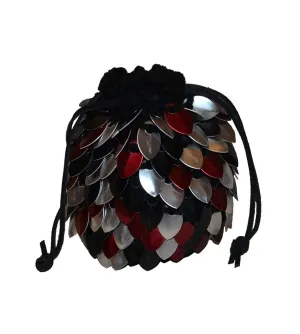 Dice Bag of Almost Holding Red, Black, Silver random 4.5" tall, 2  inches circumference
