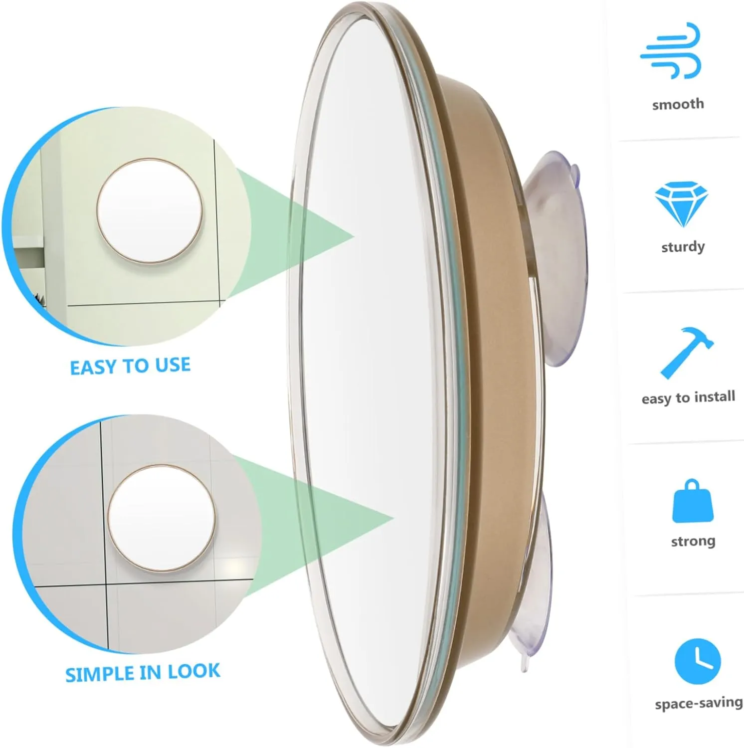 Didiseaon Compact Suction Cup Magnifying Makeup Mirror Magnification for Travel Daily Use Wear-Resistant Vanity Mirror for Bathroom Bedroom Office