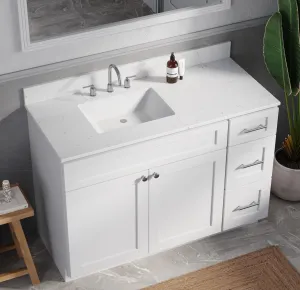 DISAR DSR 39' 42' 45'' 48'' 51' Single Bathroom Vanity with Carrara Quartz TOP (48'' Right Drawer)