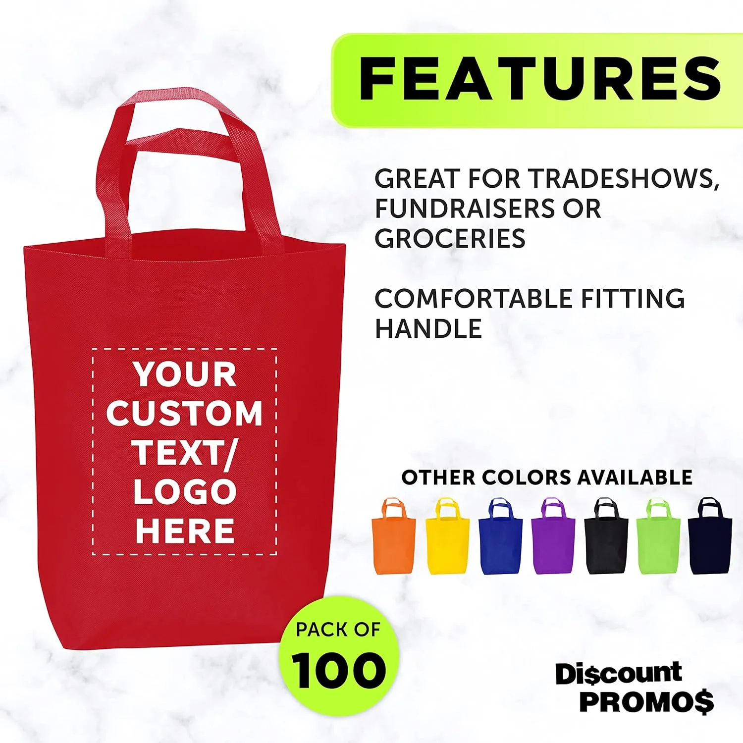 DISCOUNT PROMOS Large Reusable Heavy Duty Tote Bag - Beach Shopping Bag