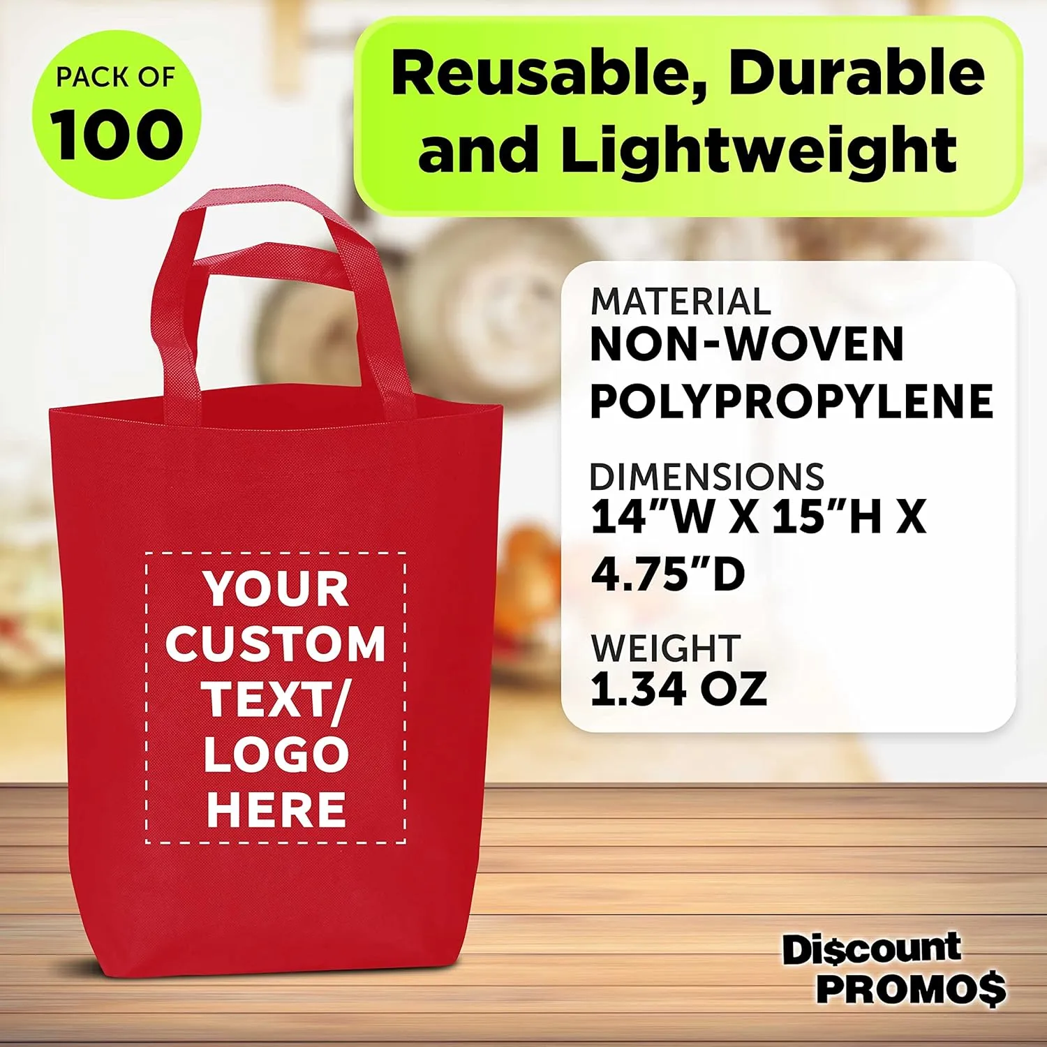 DISCOUNT PROMOS Large Reusable Heavy Duty Tote Bag - Beach Shopping Bag