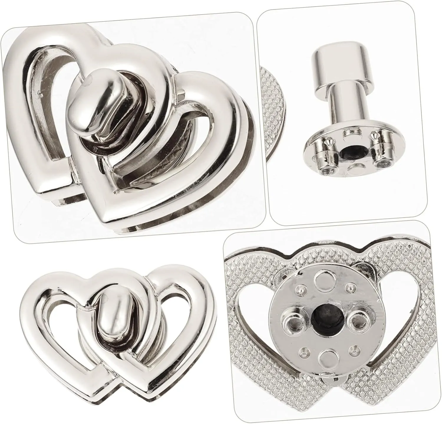 DOITOOL 2sets Classic Design Handbag Locks Metal Turn Locks for Purse Bag Accessories DIY Craft Alloy 4pcs*2