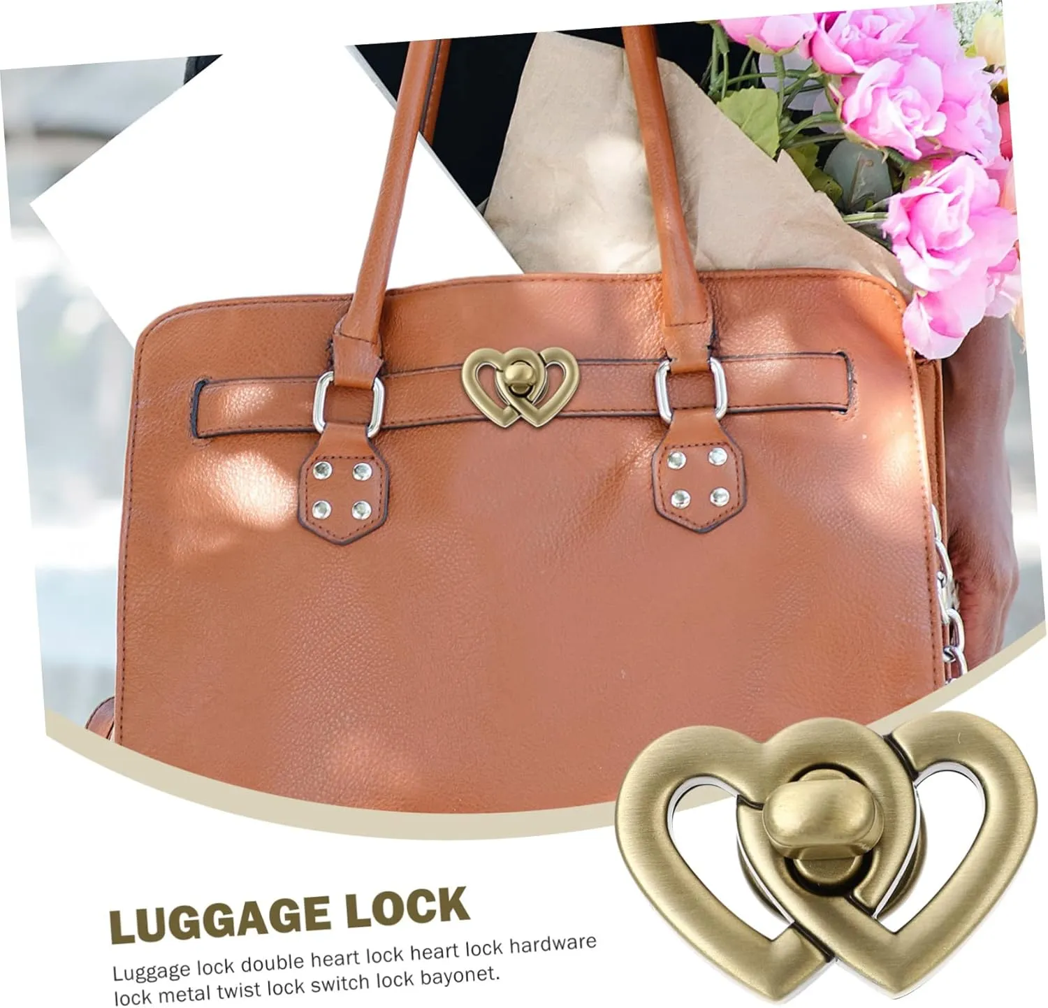 DOITOOL 4pcs Heart Turn Bag Luggage DIY Double Closure Accessories Buckles Hardwares Locks Shape