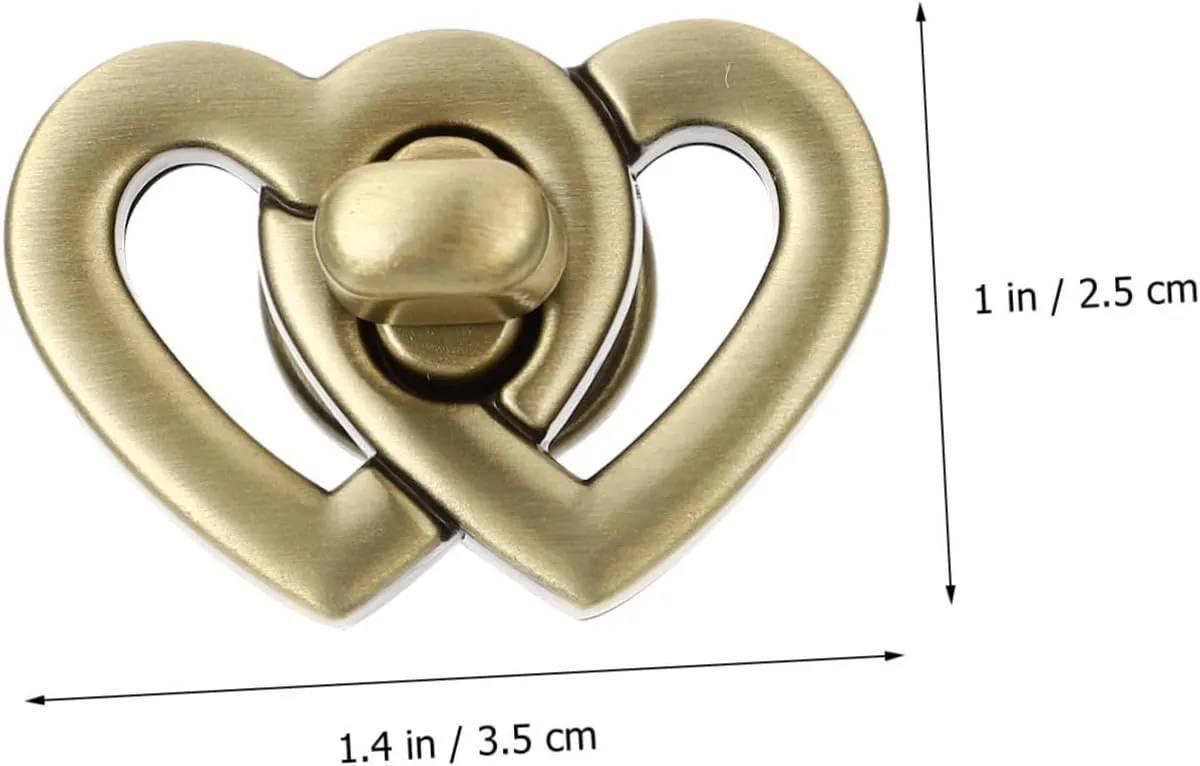 DOITOOL 4pcs Heart Turn Bag Luggage DIY Double Closure Accessories Buckles Hardwares Locks Shape