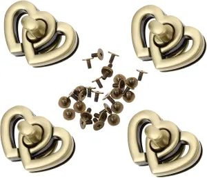 DOITOOL 4pcs Heart Turn Bag Luggage DIY Double Closure Accessories Buckles Hardwares Locks Shape