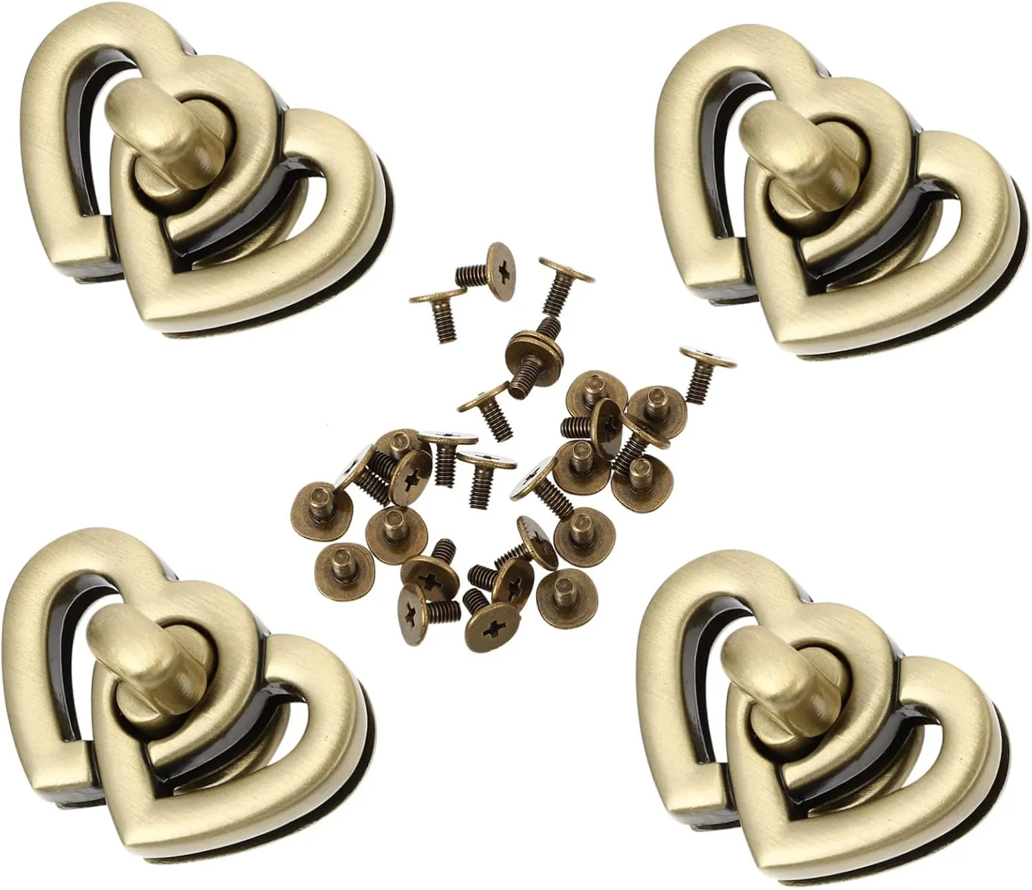 DOITOOL 4pcs Heart Turn Bag Luggage DIY Double Closure Accessories Buckles Hardwares Locks Shape
