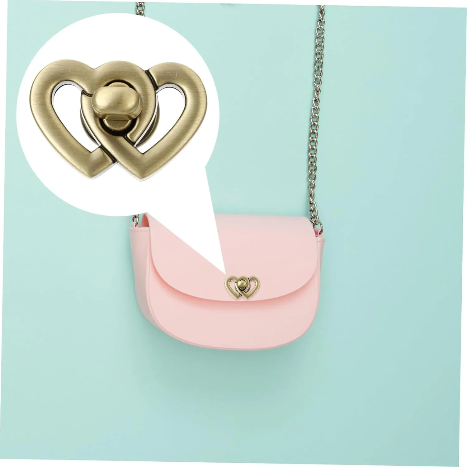 DOITOOL 4pcs Heart Turn Bag Luggage DIY Double Closure Accessories Buckles Hardwares Locks Shape