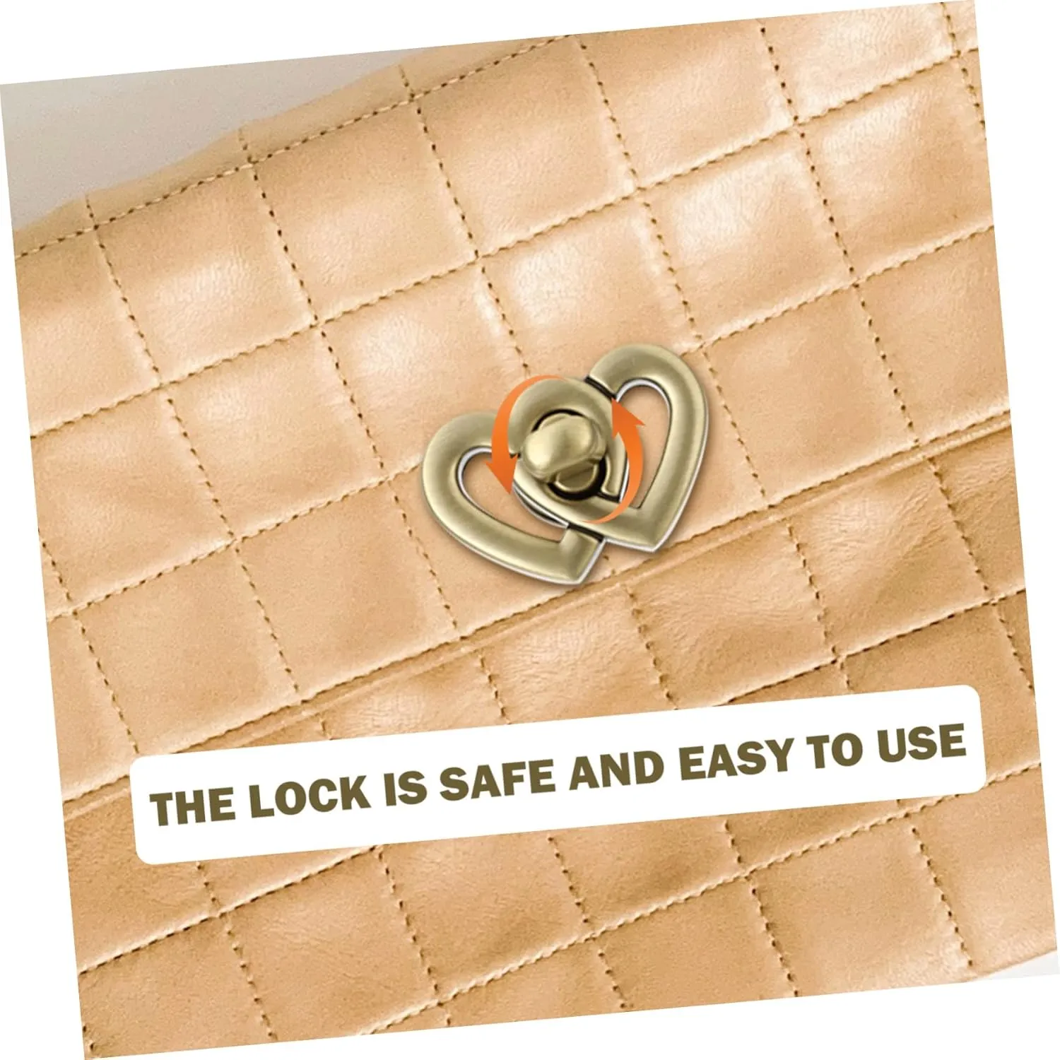 DOITOOL 4pcs Heart Turn Bag Luggage DIY Double Closure Accessories Buckles Hardwares Locks Shape