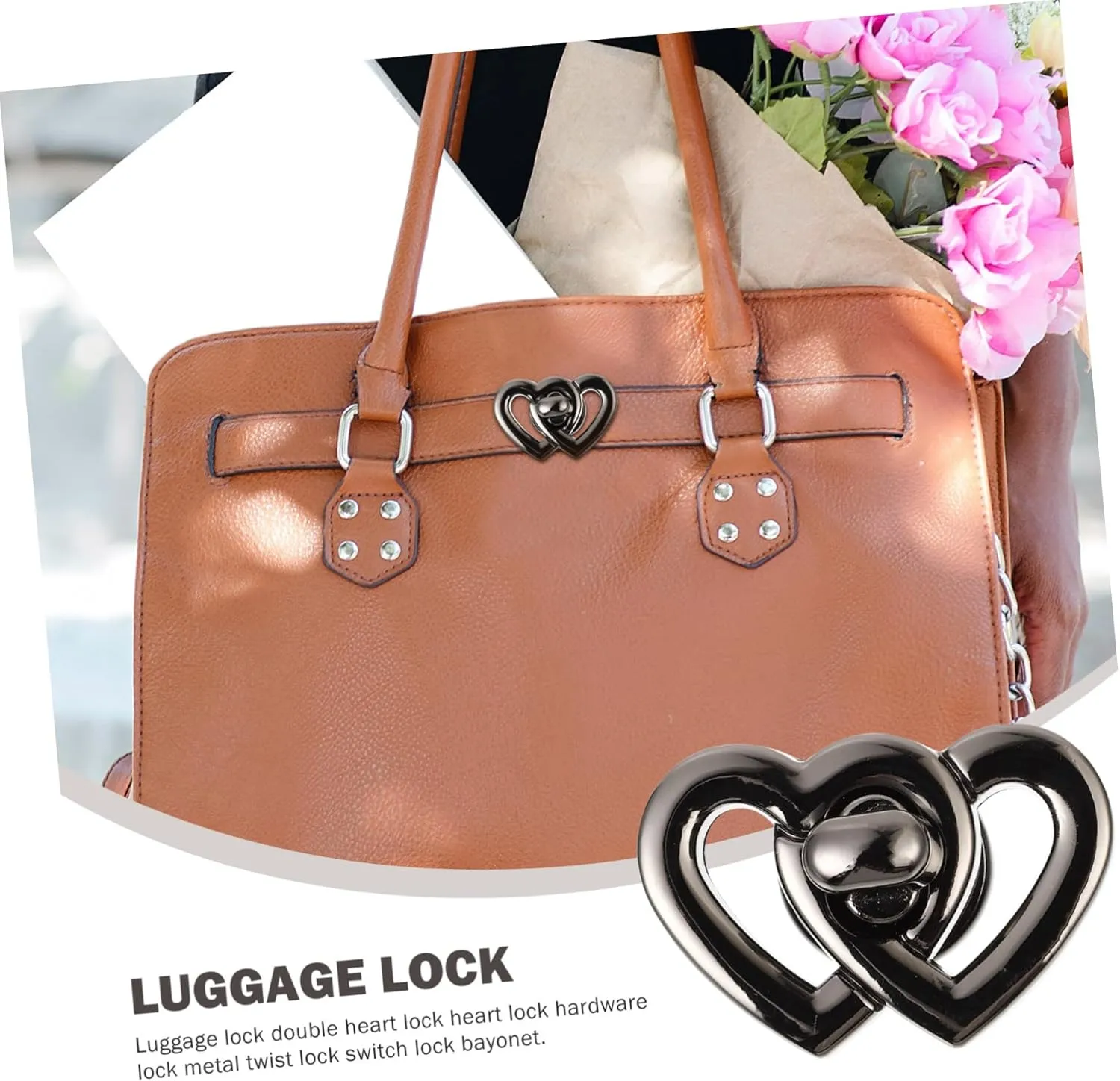 DOITOOL Sets Handbag Turn Locks Heart Shape Metal Locks for Handbag Accessories and Luggage Pcs