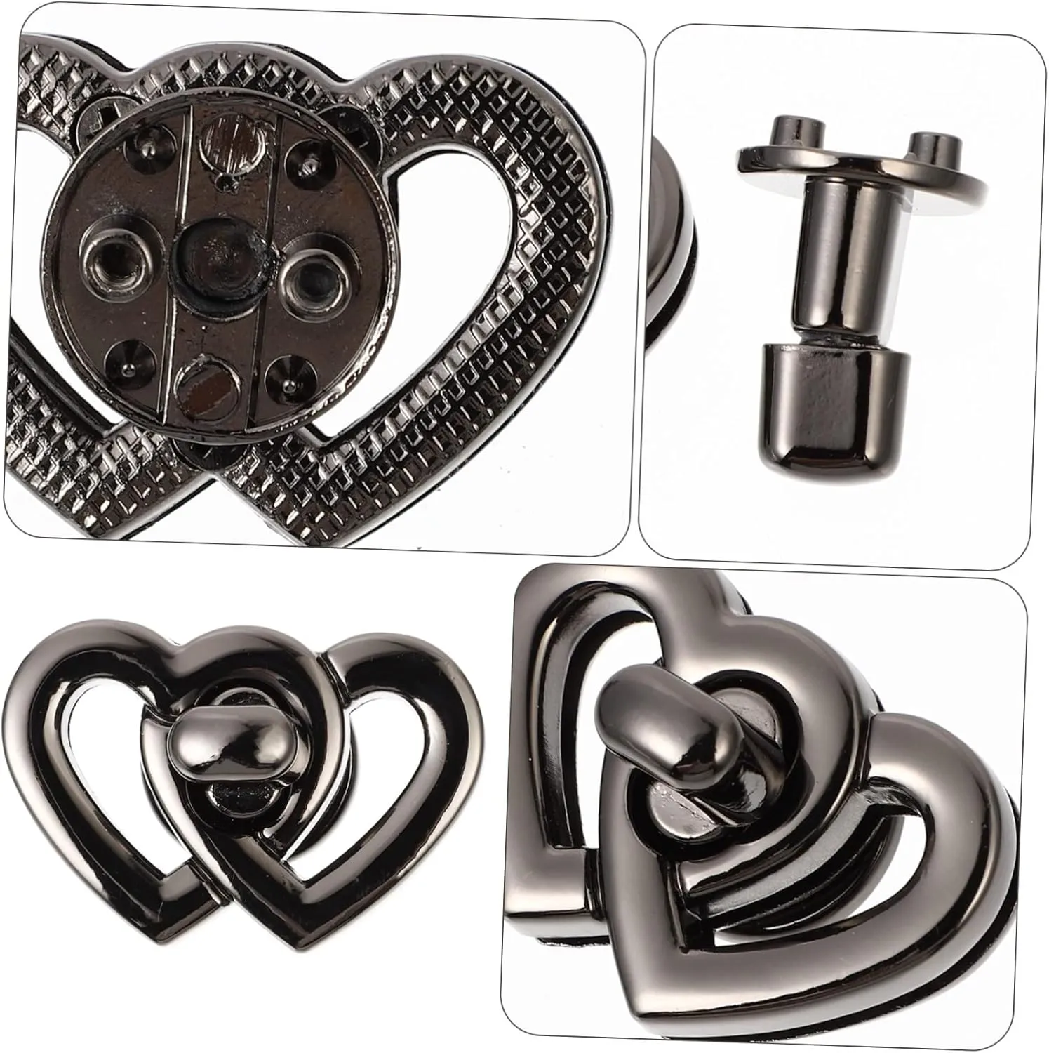 DOITOOL Sets Handbag Turn Locks Heart Shape Metal Locks for Handbag Accessories and Luggage Pcs