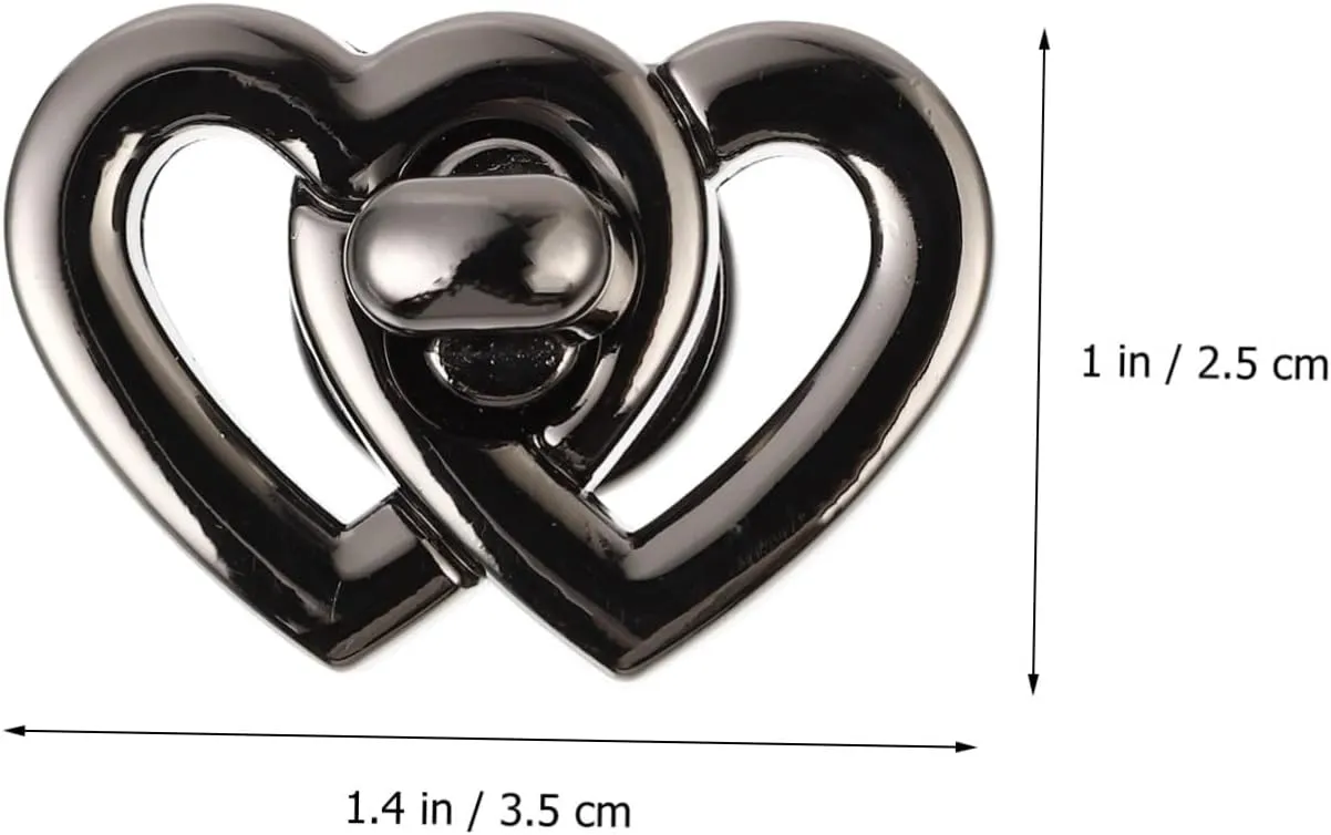 DOITOOL Sets Handbag Turn Locks Heart Shape Metal Locks for Handbag Accessories and Luggage Pcs