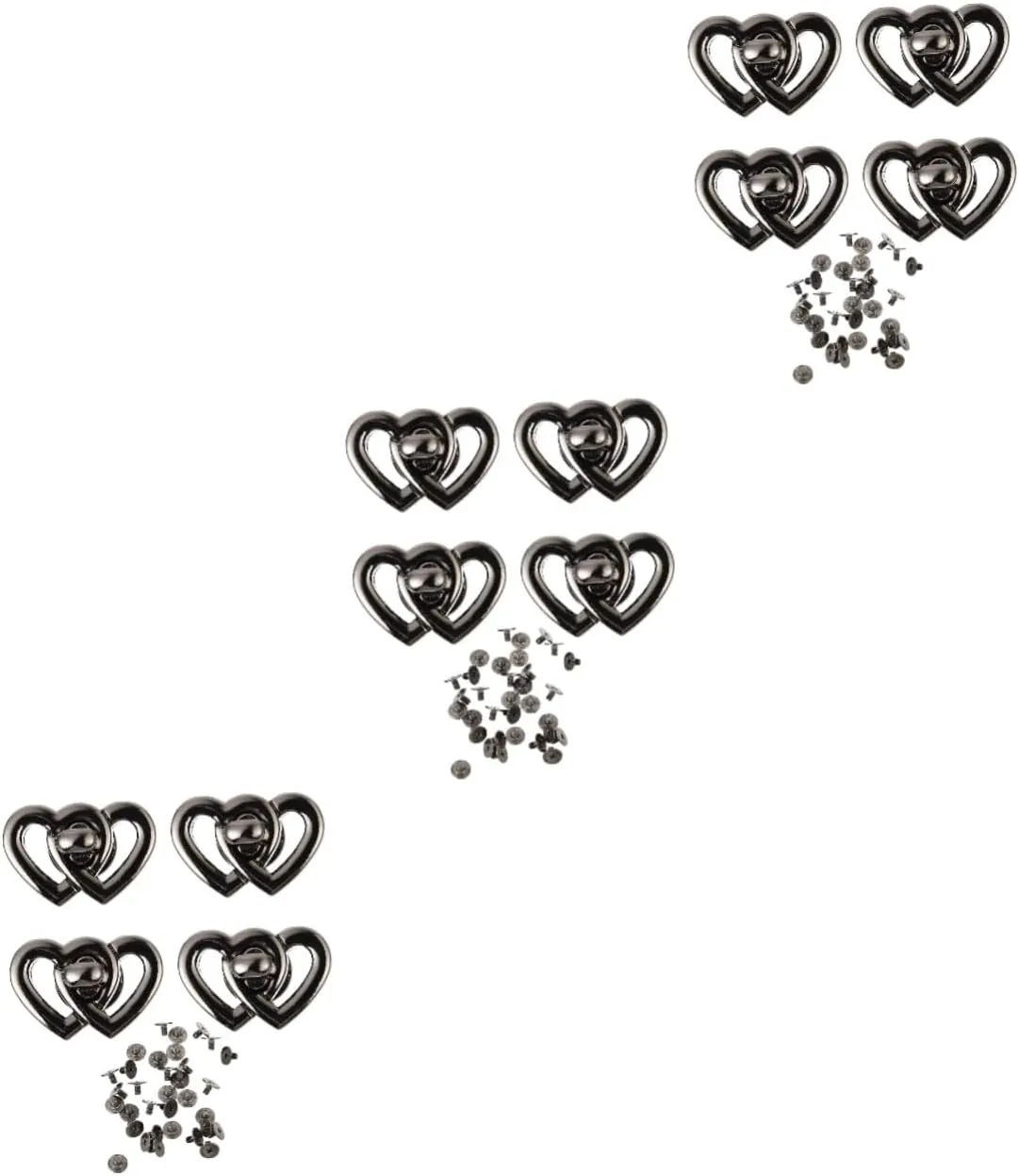 DOITOOL Sets Handbag Turn Locks Heart Shape Metal Locks for Handbag Accessories and Luggage Pcs