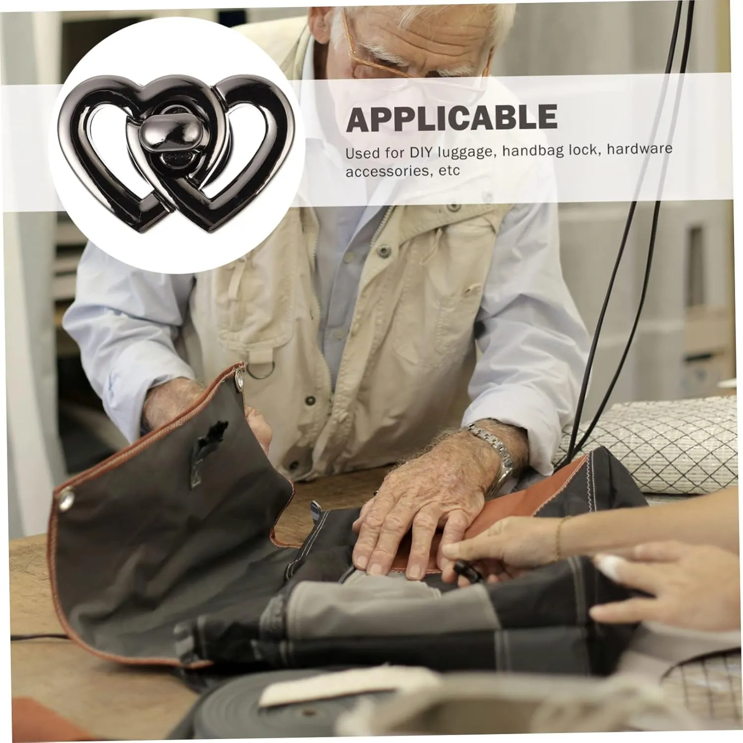 DOITOOL Sets Handbag Turn Locks Heart Shape Metal Locks for Handbag Accessories and Luggage Pcs