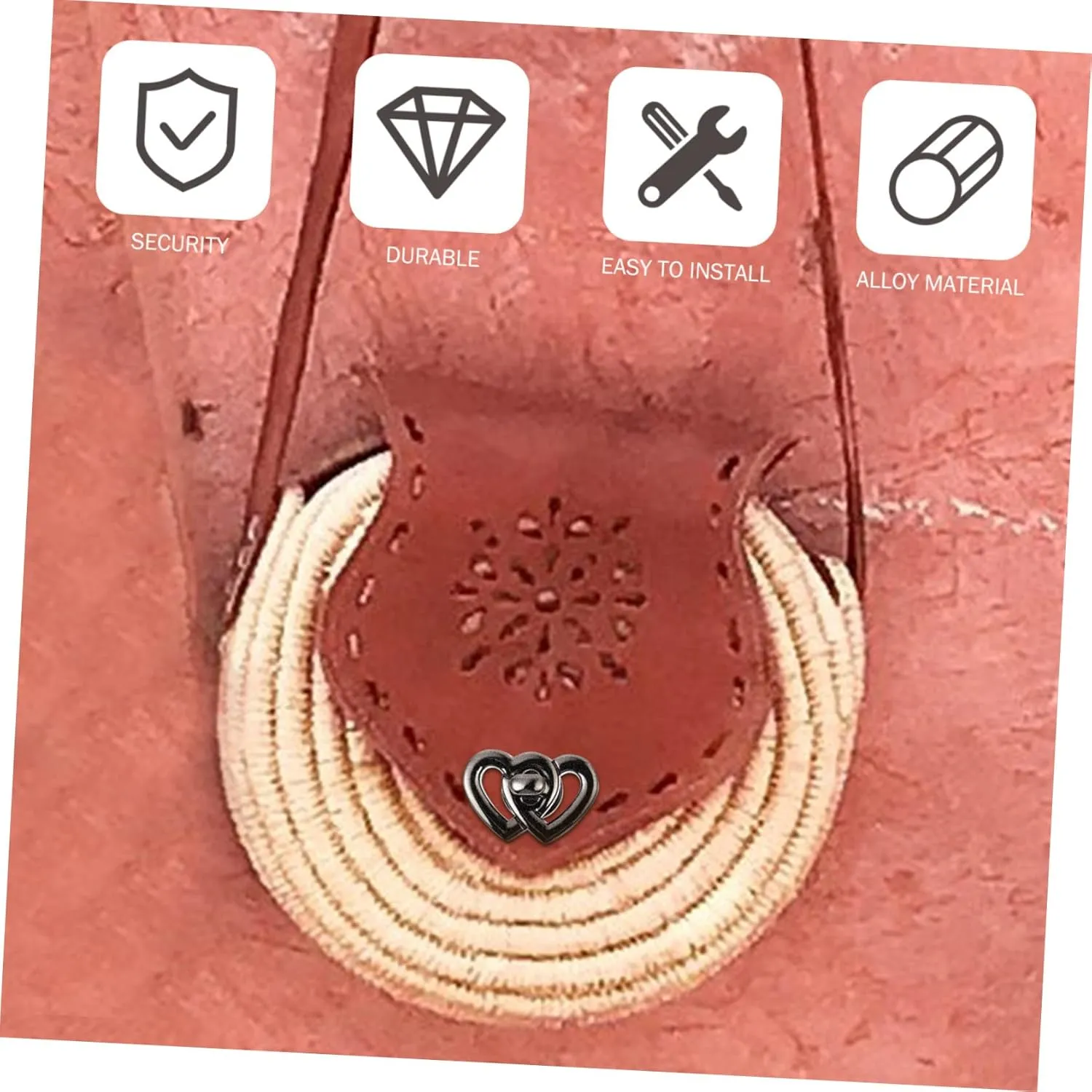 DOITOOL Sets Handbag Turn Locks Heart Shape Metal Locks for Handbag Accessories and Luggage Pcs