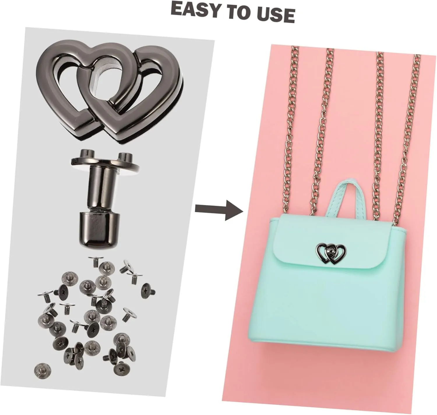 DOITOOL Sets Handbag Turn Locks Heart Shape Metal Locks for Handbag Accessories and Luggage Pcs