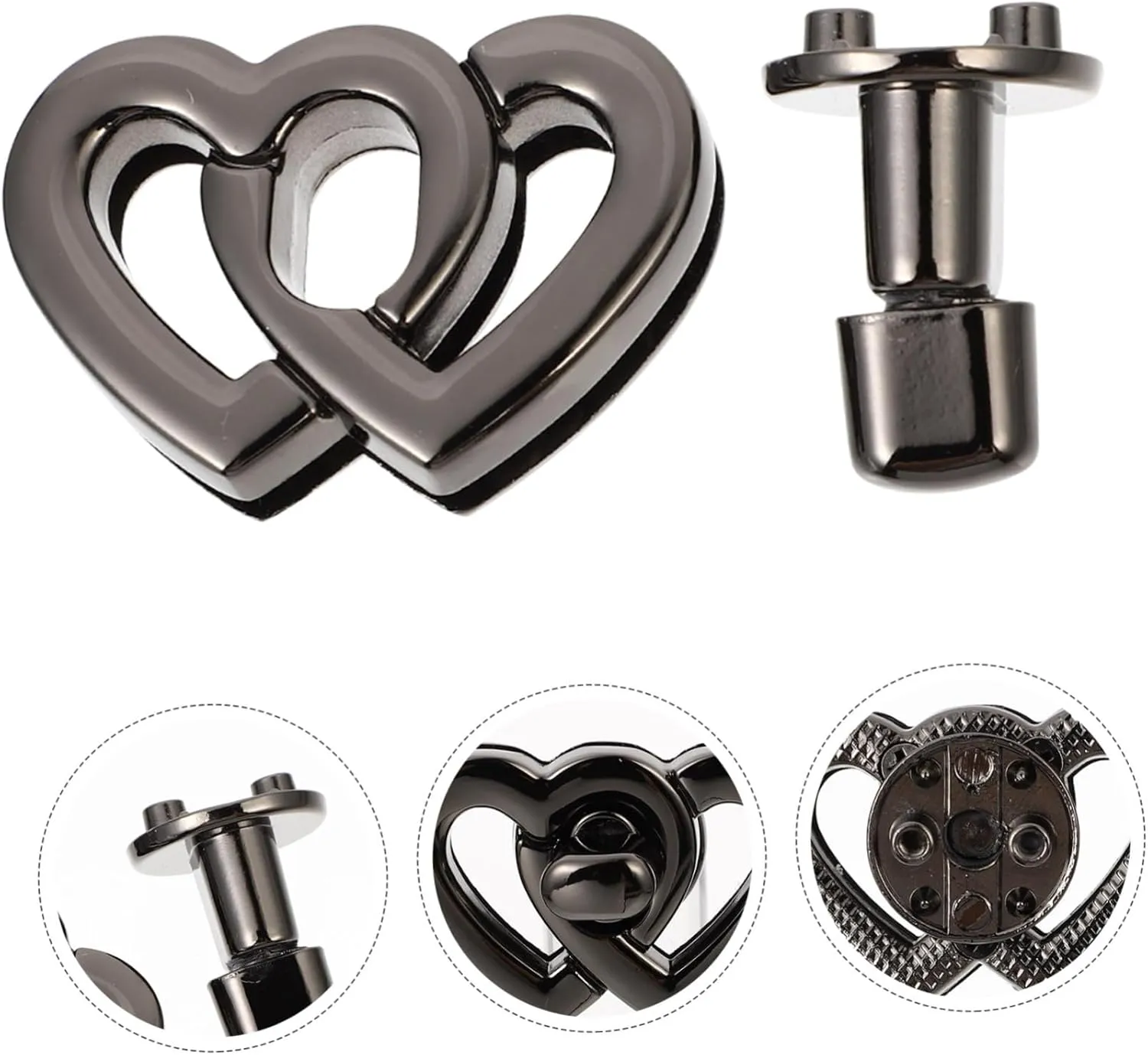 DOITOOL Sets Handbag Turn Locks Heart Shape Metal Locks for Handbag Accessories and Luggage Pcs