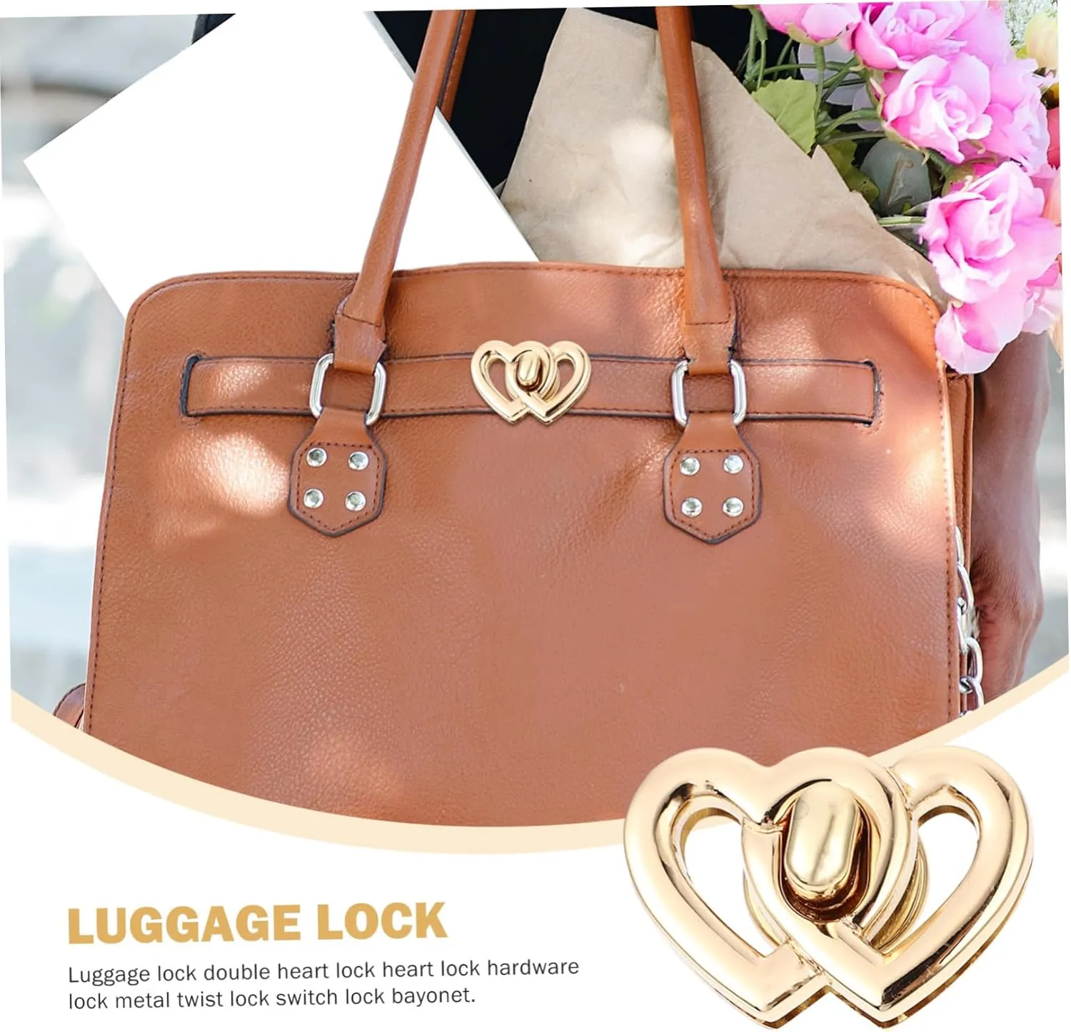 DOITOOL Travel Lock for Handbag Bag Locks 4pcs Heart Shape Mini Locks Buckle Metal Turn Locks Handbag Accessories Family Friends Present