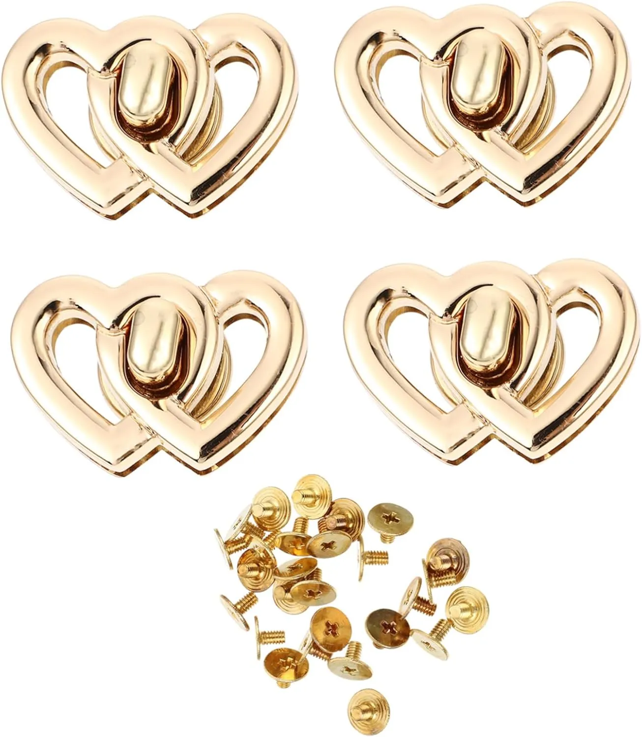 DOITOOL Travel Lock for Handbag Bag Locks 4pcs Heart Shape Mini Locks Buckle Metal Turn Locks Handbag Accessories Family Friends Present
