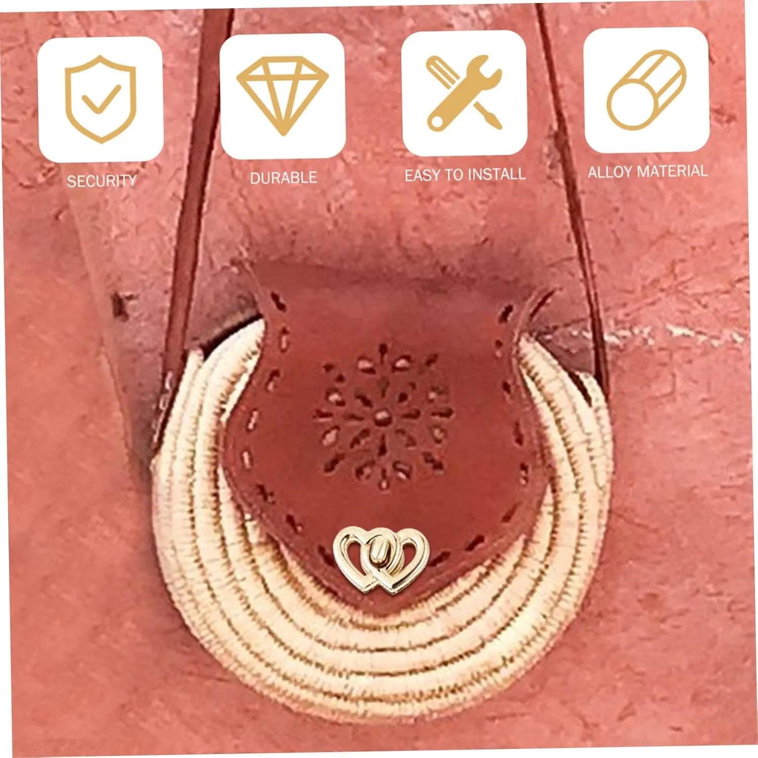 DOITOOL Travel Lock for Handbag Bag Locks 4pcs Heart Shape Mini Locks Buckle Metal Turn Locks Handbag Accessories Family Friends Present