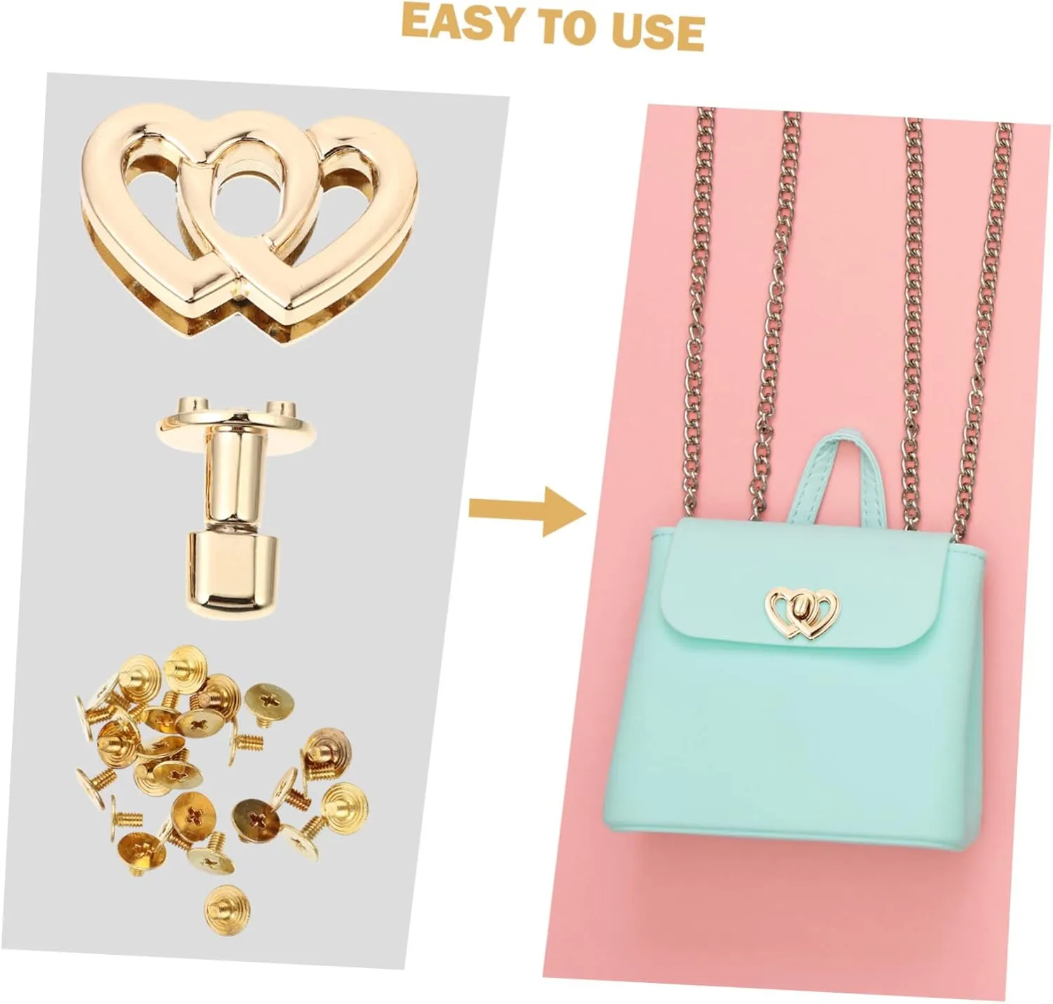 DOITOOL Travel Lock for Handbag Bag Locks 4pcs Heart Shape Mini Locks Buckle Metal Turn Locks Handbag Accessories Family Friends Present