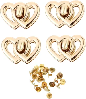 DOITOOL Travel Lock for Handbag Bag Locks 4pcs Heart Shape Mini Locks Buckle Metal Turn Locks Handbag Accessories Family Friends Present