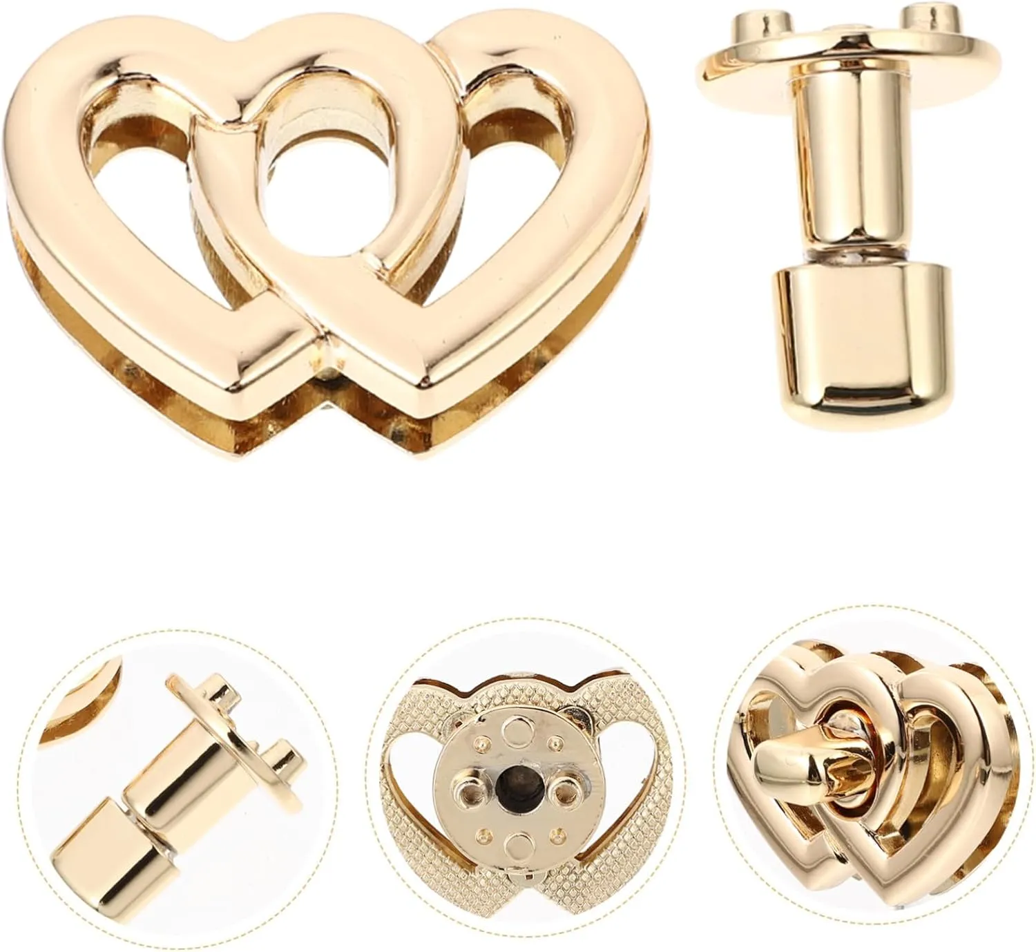 DOITOOL Travel Lock for Handbag Bag Locks 4pcs Heart Shape Mini Locks Buckle Metal Turn Locks Handbag Accessories Family Friends Present