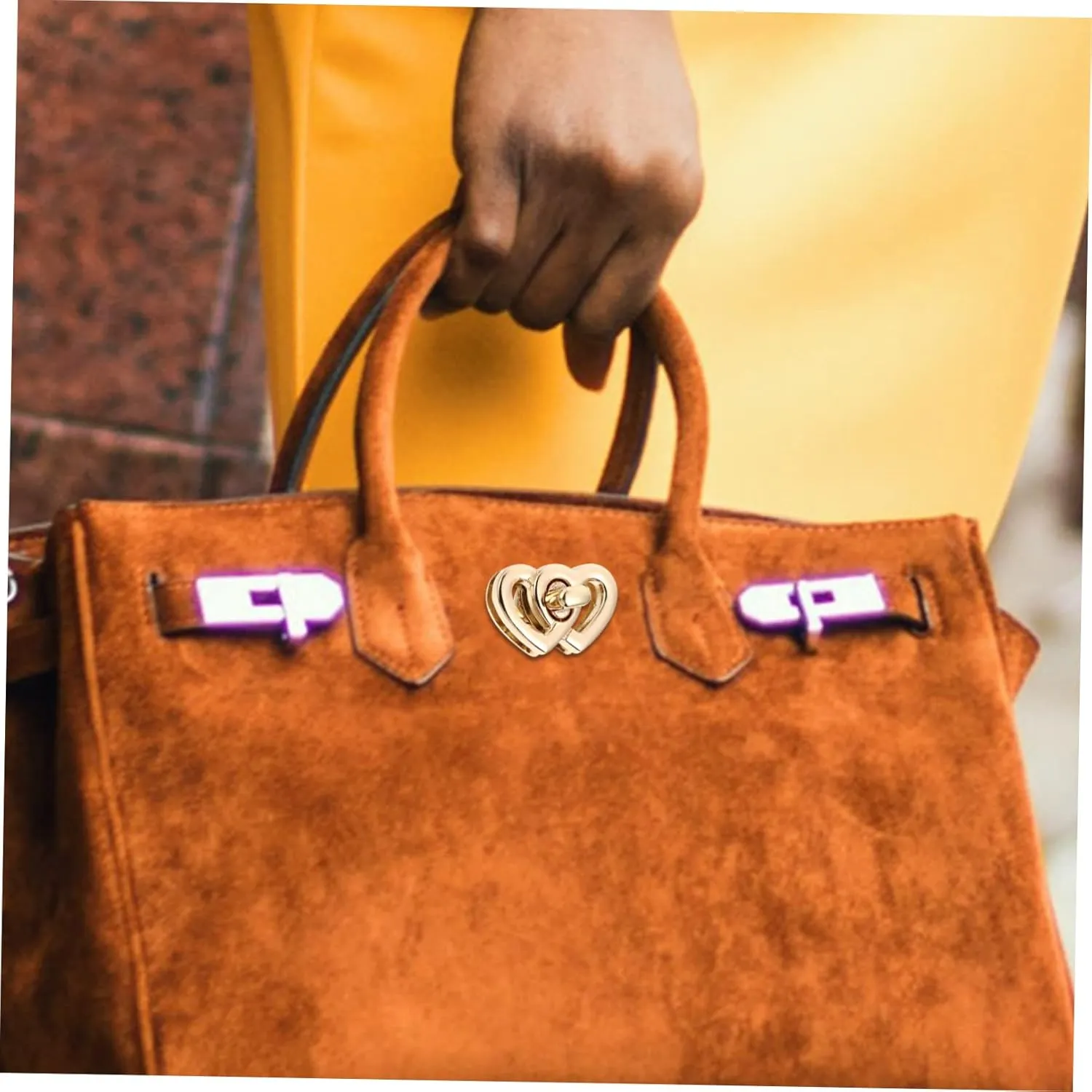 DOITOOL Travel Lock for Handbag Bag Locks 4pcs Heart Shape Mini Locks Buckle Metal Turn Locks Handbag Accessories Family Friends Present