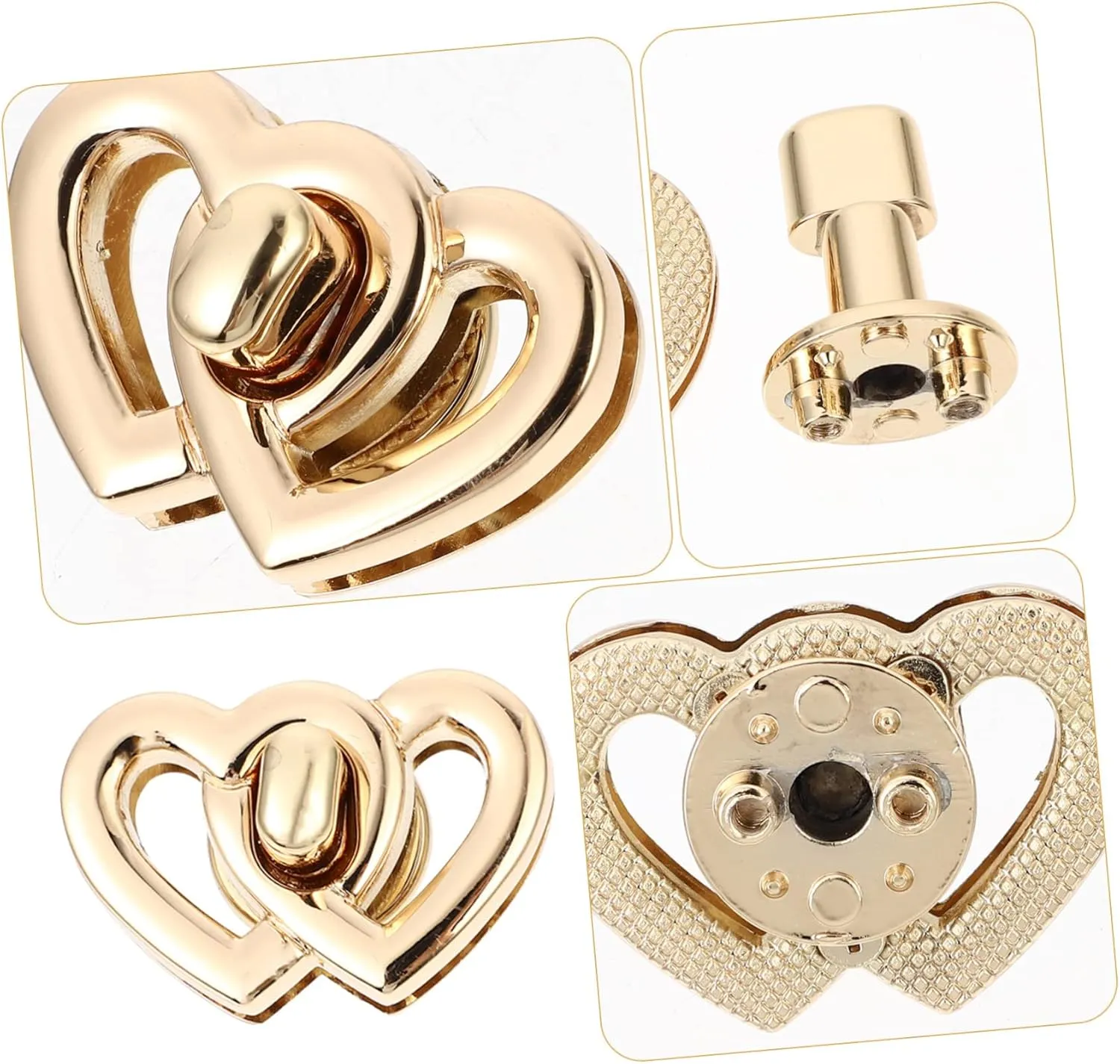 DOITOOL Travel Lock for Handbag Bag Locks 4pcs Heart Shape Mini Locks Buckle Metal Turn Locks Handbag Accessories Family Friends Present