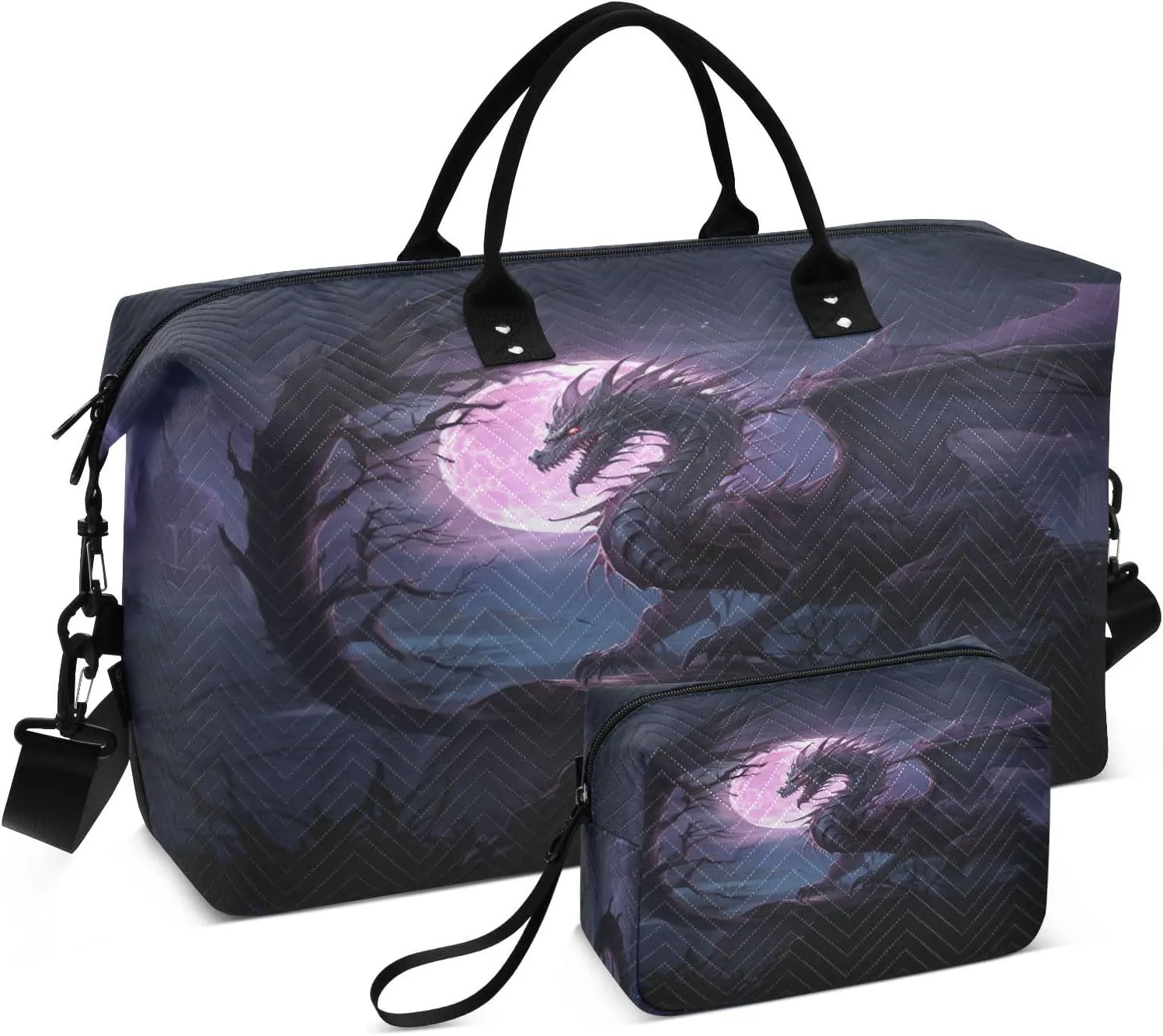 Dragon Travel Duffle Gym Bag, Roaring Dragon in The Night Weekender Bags for Women