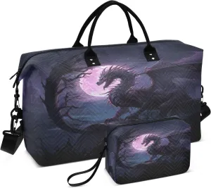 Dragon Travel Duffle Gym Bag, Roaring Dragon in The Night Weekender Bags for Women