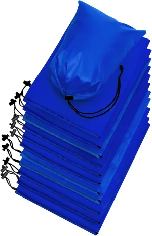 Drawstring Bag - Nylon Cinch and Ditty Stuff Pouch with Toggle (8 x 11-12 pack, Blue)