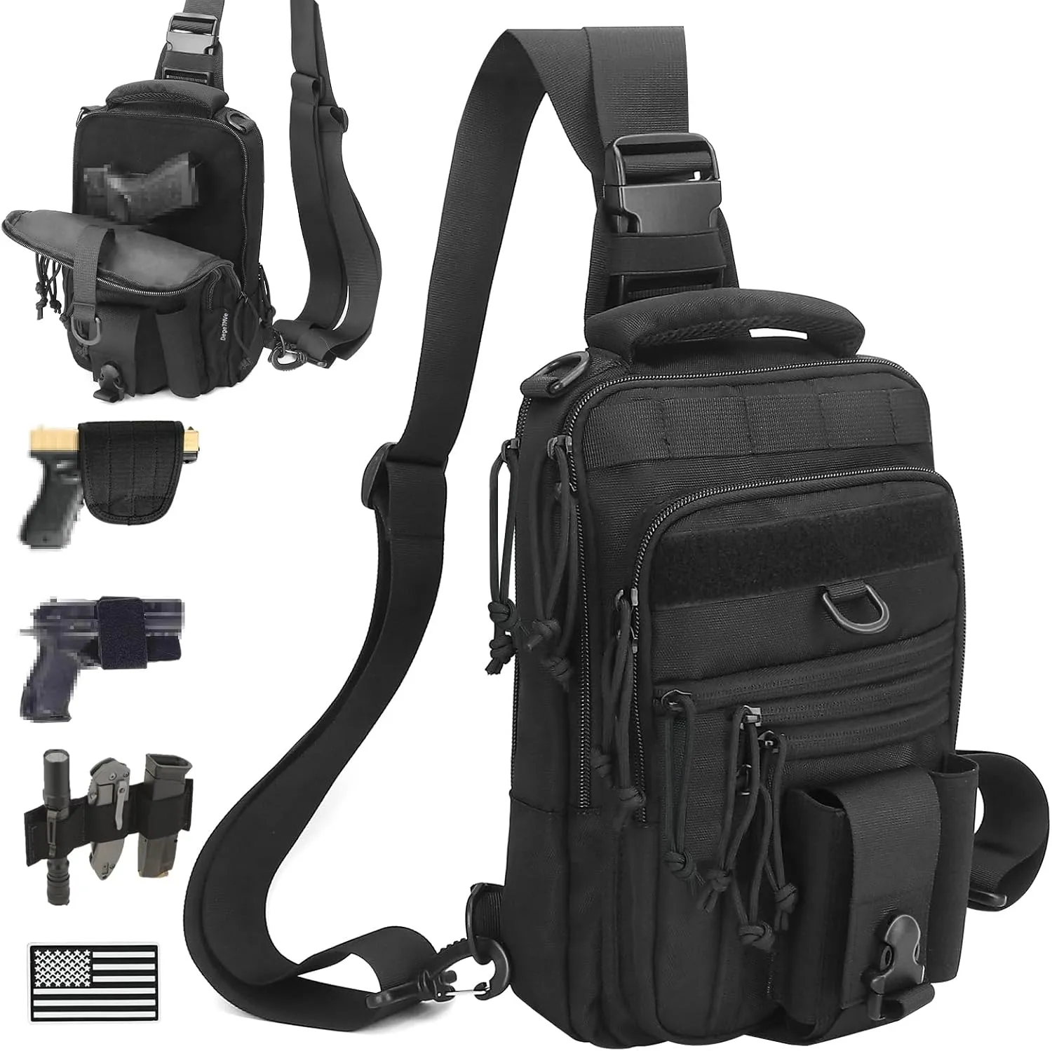 Dual Pistol Holster Chest Bag Concealed Carry Sling Crossbody Tactical Gun Convertible Backpack Shooting Hunting