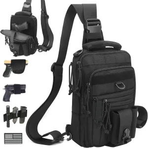 Dual Pistol Holster Chest Bag Concealed Carry Sling Crossbody Tactical Gun Convertible Backpack Shooting Hunting