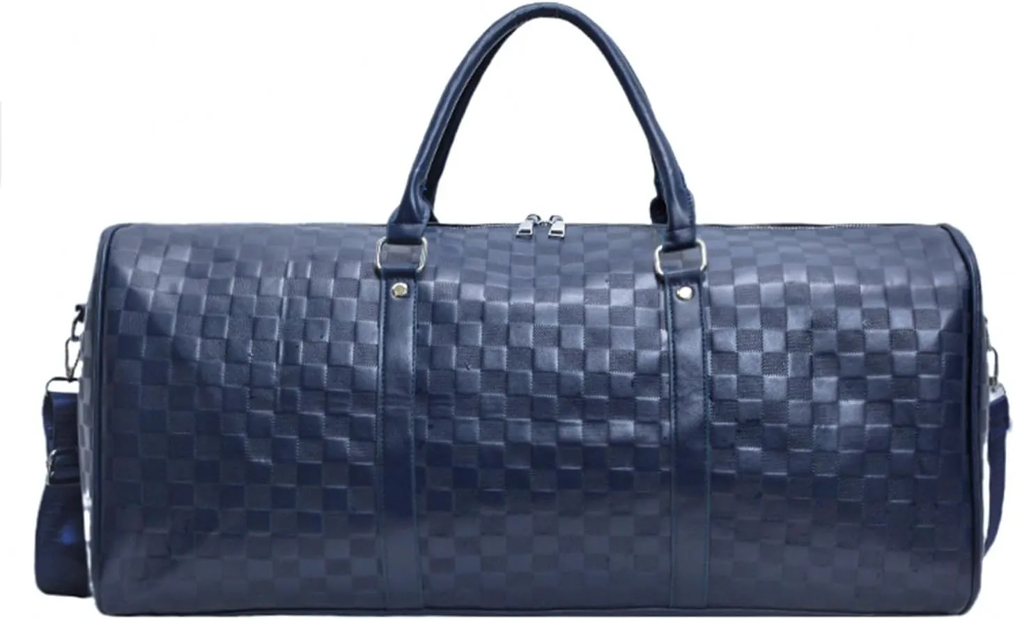 Duffel Bag - Leather Duffle Weekender Overnight Tote - Carry On Suitcase Strap - Gym, Luggage for Travel, Sports & Outdoors (Blue - Large)