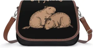 Eat Sleep Capybaras Trendy Crossbody Bags Purses for Women Casual Shoulder Handbags with Adjustable Wide Strap