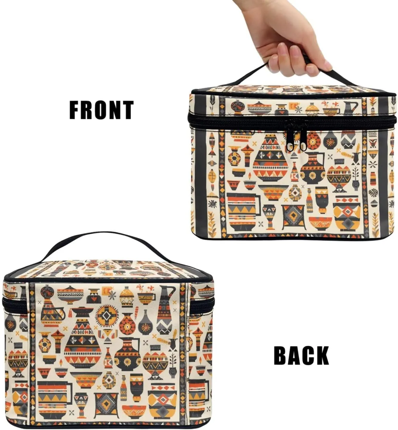 Egypt Art Makeup Bag Small Cosmetic Bags for Women, Antique Egyptian Pottery Pattern Travel Makeup Bag Portable Cosmetic Pouch Dopp Kit with Handle