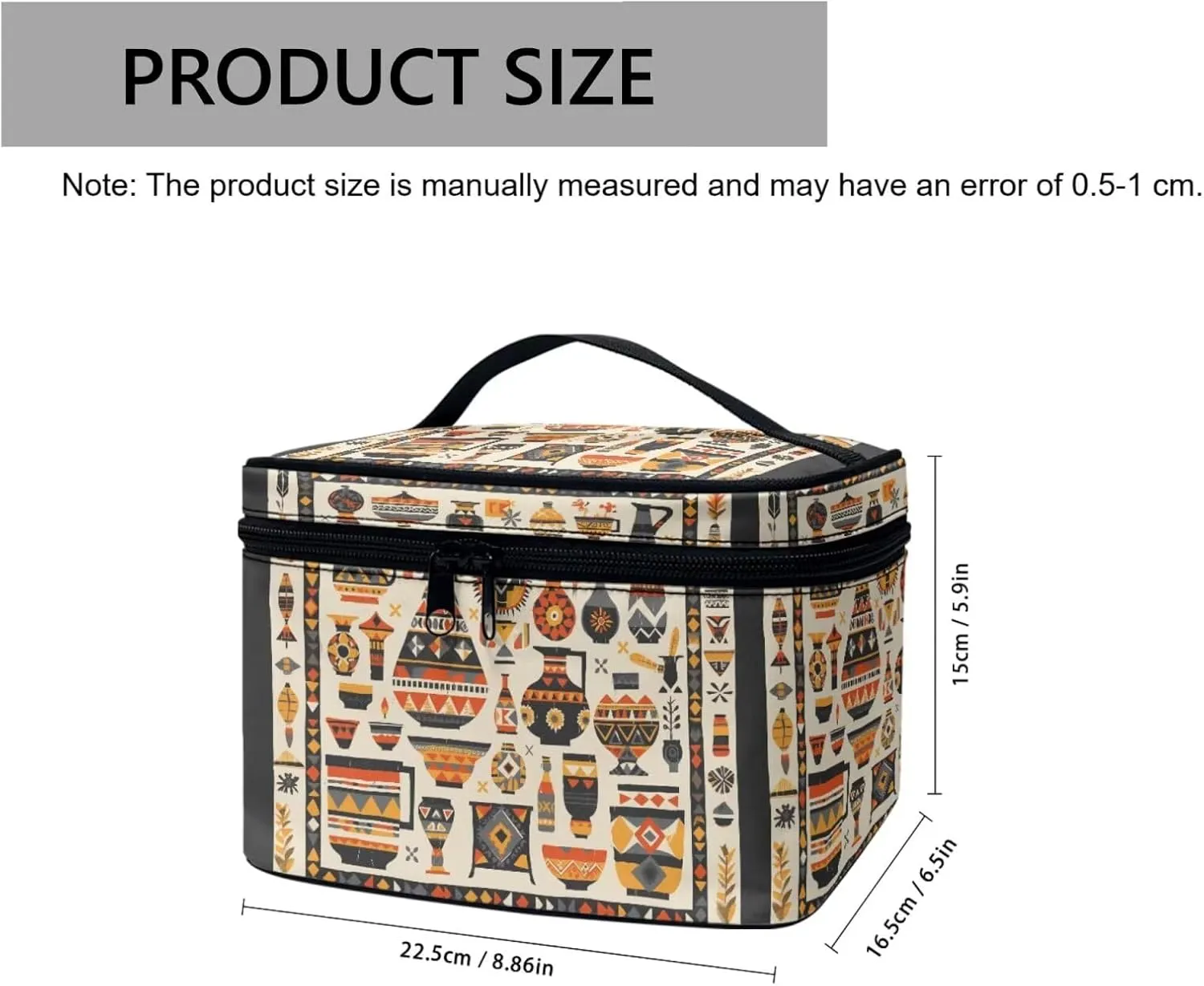 Egypt Art Makeup Bag Small Cosmetic Bags for Women, Antique Egyptian Pottery Pattern Travel Makeup Bag Portable Cosmetic Pouch Dopp Kit with Handle
