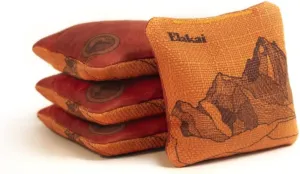 Elakai Cornhole Bags All Weather Dual Sided Slick and Stick Travel Size and Weight Set of 4 Orange Horizon 4 in x 4 in